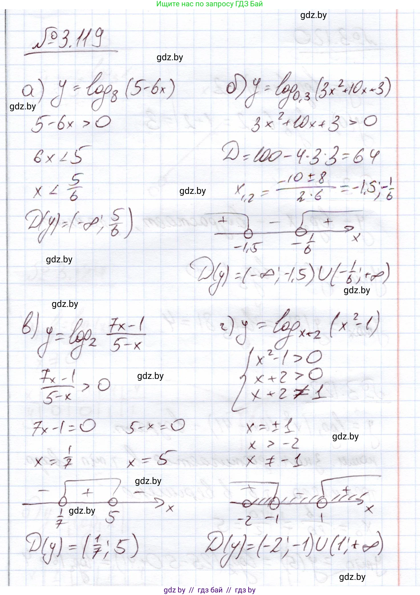 Алгебра, 11 класс Учебник, авторы: Арефьева Ирина Глебовна, Пирютко Ольга Николаевна, издательство Народная асвета, Минск, 2020, бирюзового цвета, страница 127, номер 3.119, Решение