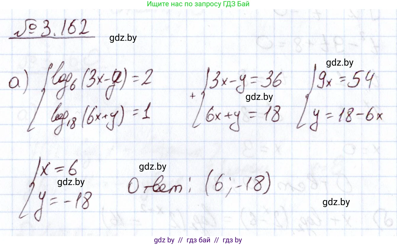 Алгебра, 11 класс Учебник, авторы: Арефьева Ирина Глебовна, Пирютко Ольга Николаевна, издательство Народная асвета, Минск, 2020, бирюзового цвета, страница 141, номер 3.162, Решение