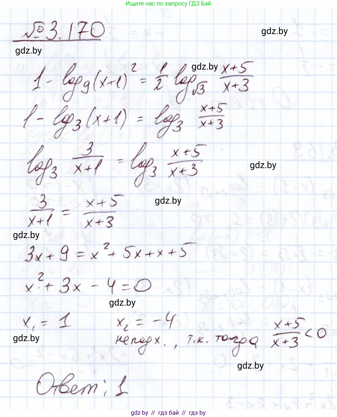 Алгебра, 11 класс Учебник, авторы: Арефьева Ирина Глебовна, Пирютко Ольга Николаевна, издательство Народная асвета, Минск, 2020, бирюзового цвета, страница 142, номер 3.170, Решение