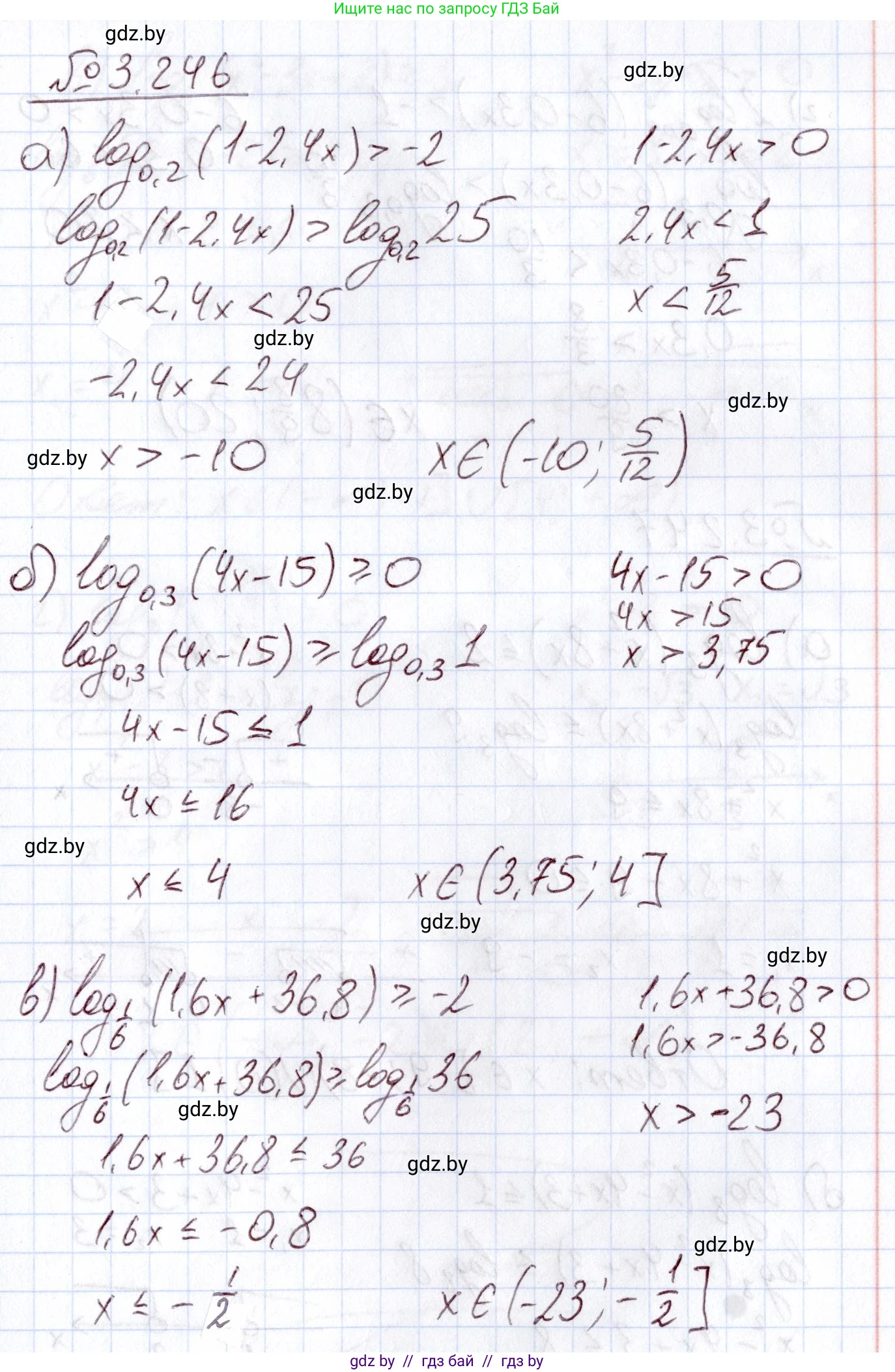 Алгебра, 11 класс Учебник, авторы: Арефьева Ирина Глебовна, Пирютко Ольга Николаевна, издательство Народная асвета, Минск, 2020, бирюзового цвета, страница 158, номер 3.246, Решение