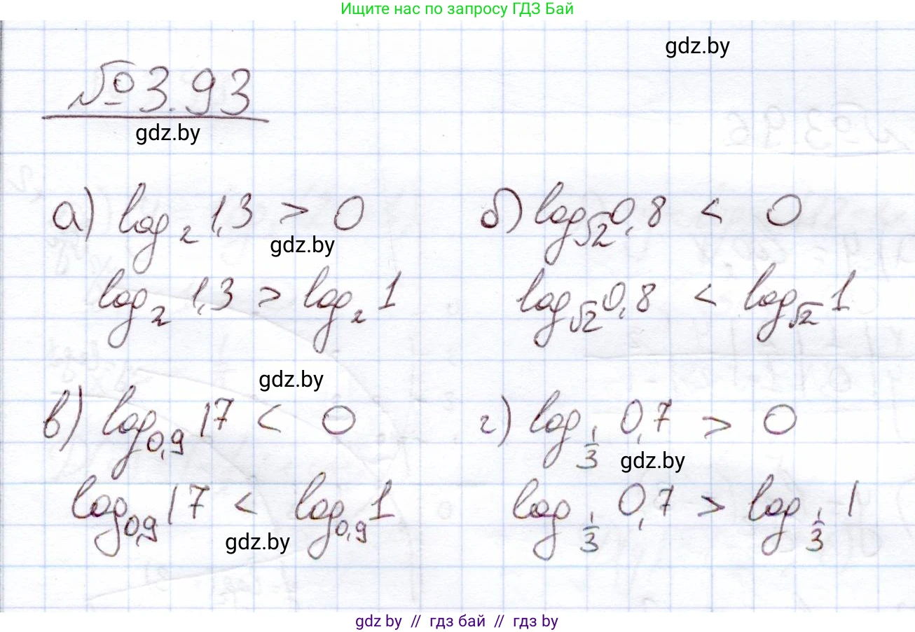 Алгебра, 11 класс Учебник, авторы: Арефьева Ирина Глебовна, Пирютко Ольга Николаевна, издательство Народная асвета, Минск, 2020, бирюзового цвета, страница 124, номер 3.93, Решение