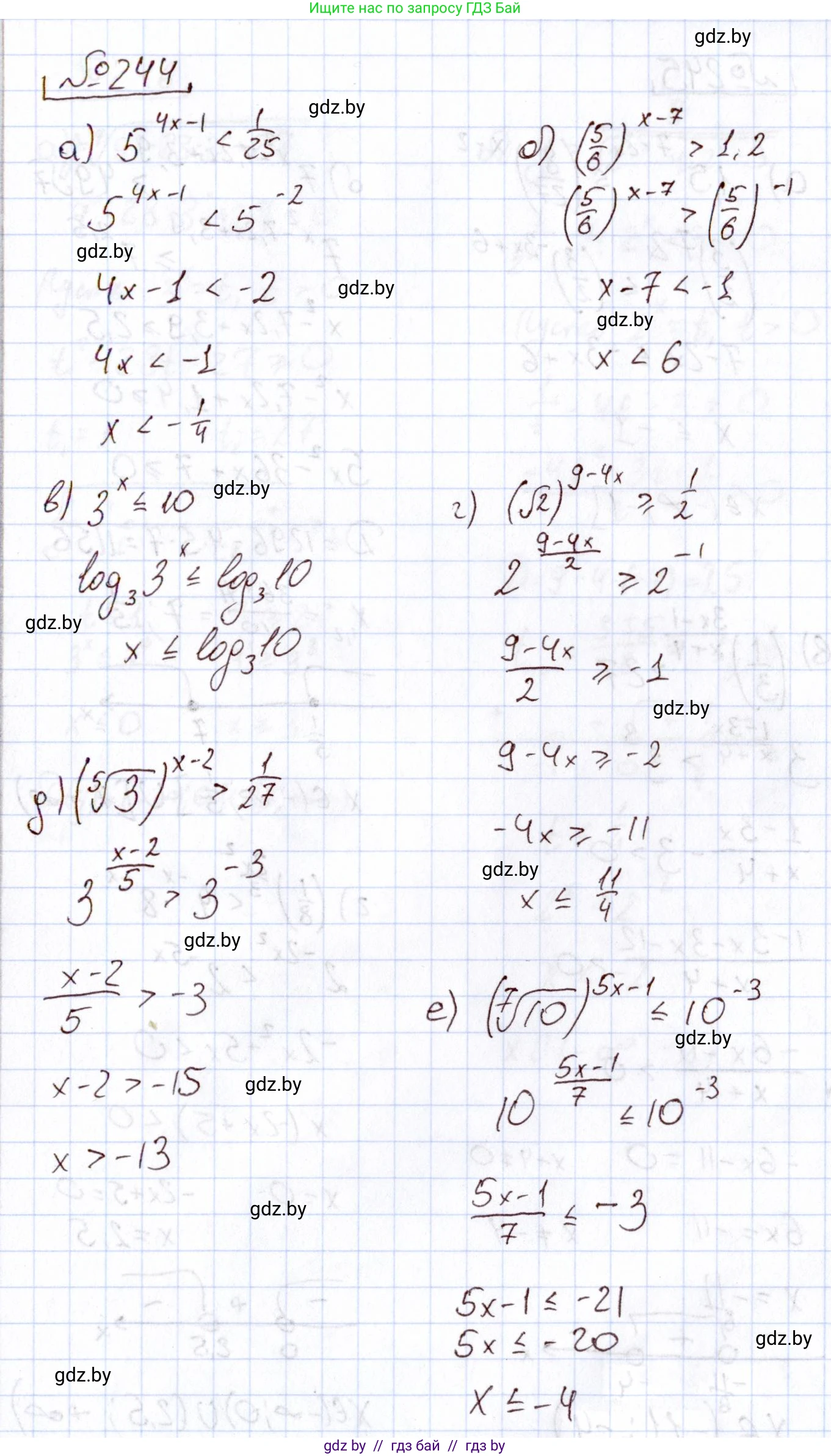 Алгебра, 11 класс Учебник, авторы: Арефьева Ирина Глебовна, Пирютко Ольга Николаевна, издательство Народная асвета, Минск, 2020, бирюзового цвета, страница 196, номер 244, Решение