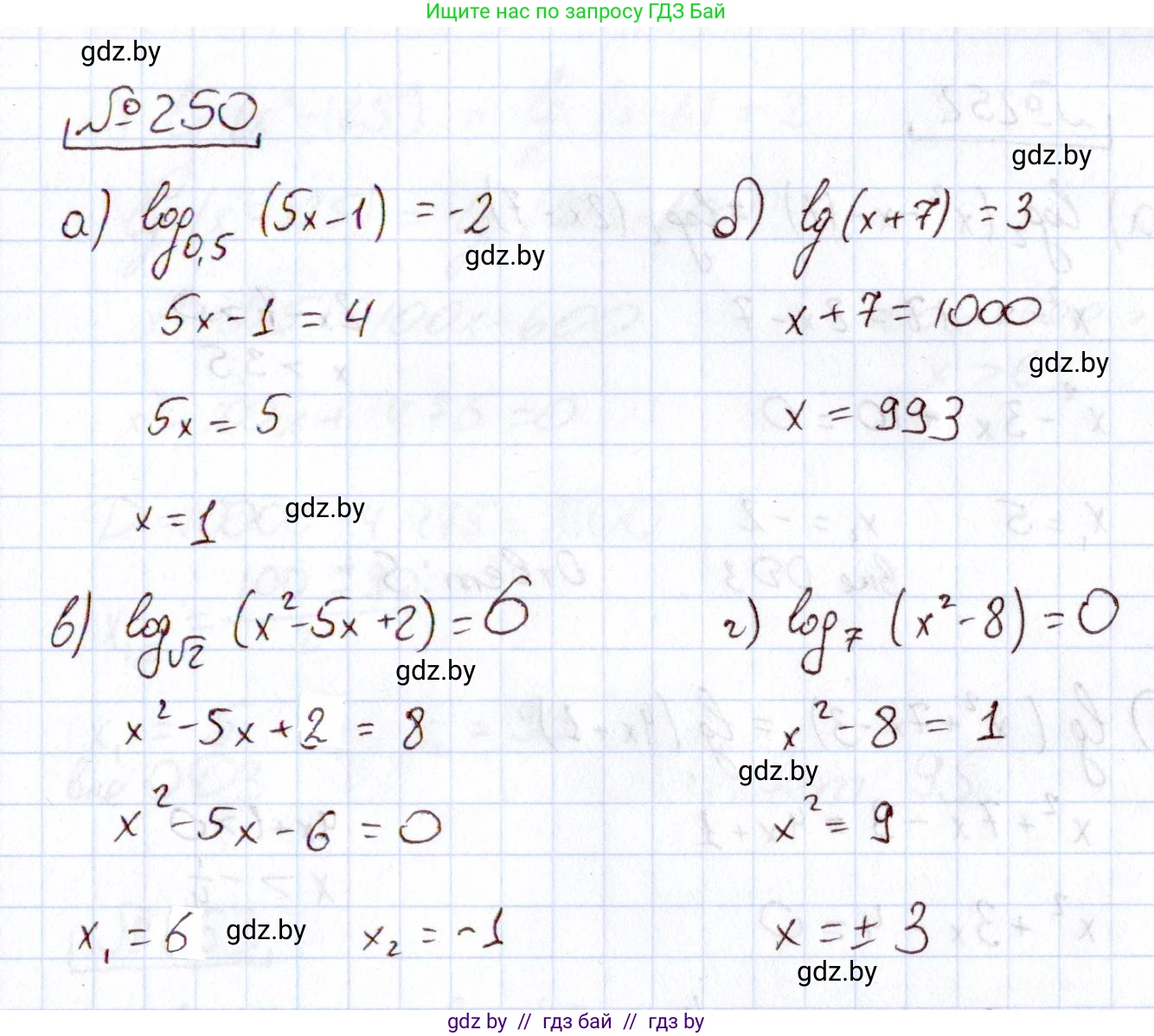 Алгебра, 11 класс Учебник, авторы: Арефьева Ирина Глебовна, Пирютко Ольга Николаевна, издательство Народная асвета, Минск, 2020, бирюзового цвета, страница 197, номер 250, Решение