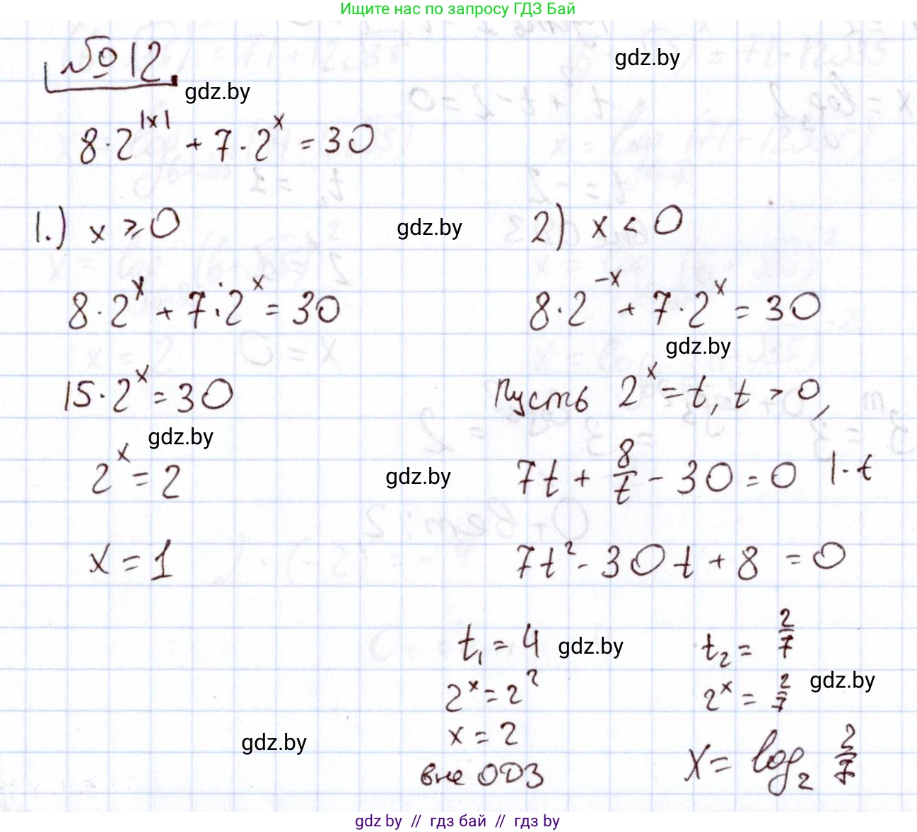 Алгебра, 11 класс Учебник, авторы: Арефьева Ирина Глебовна, Пирютко Ольга Николаевна, издательство Народная асвета, Минск, 2020, бирюзового цвета, страница 249, номер 12, Решение