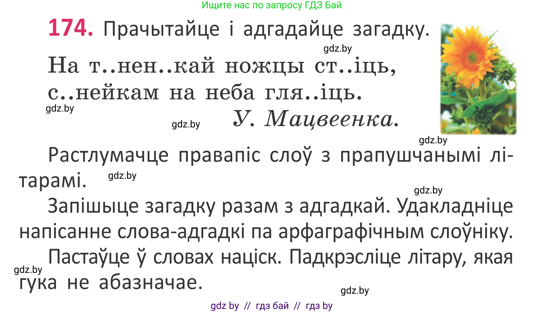 Белорусский язык (Беларуская мова), 2 класс Учебник, автор: Антановіч Наталля Міхайлаўна, издательство Нацыянальны інстытут адукацыі, Минск, 2022, голубого цвета, Часть 1, страница 119, номер 174, Условие