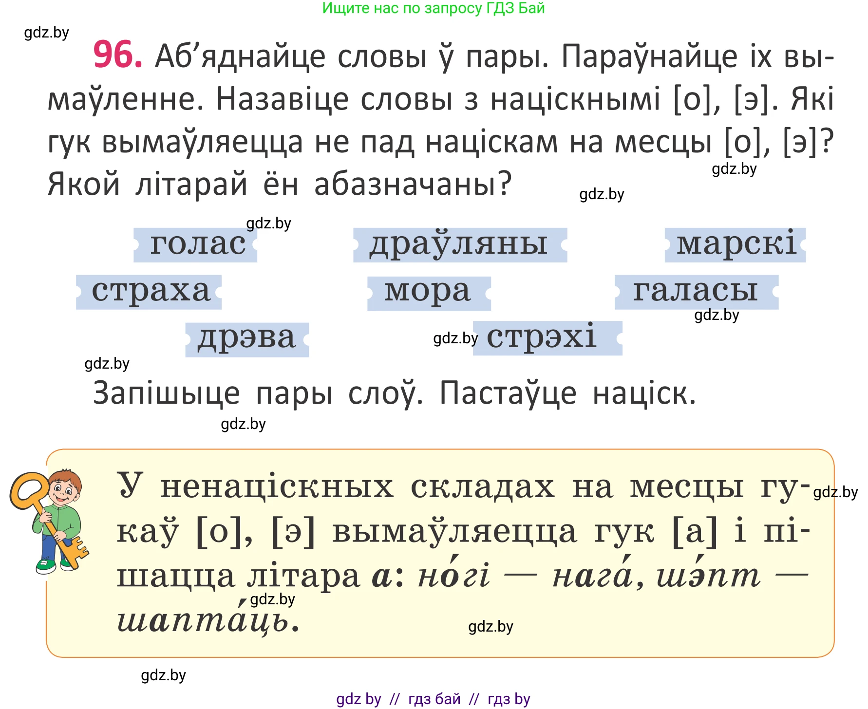 Белорусский язык (Беларуская мова), 2 класс Учебник, автор: Антановіч Наталля Міхайлаўна, издательство Нацыянальны інстытут адукацыі, Минск, 2022, голубого цвета, Часть 1, страница 68, номер 96, Условие