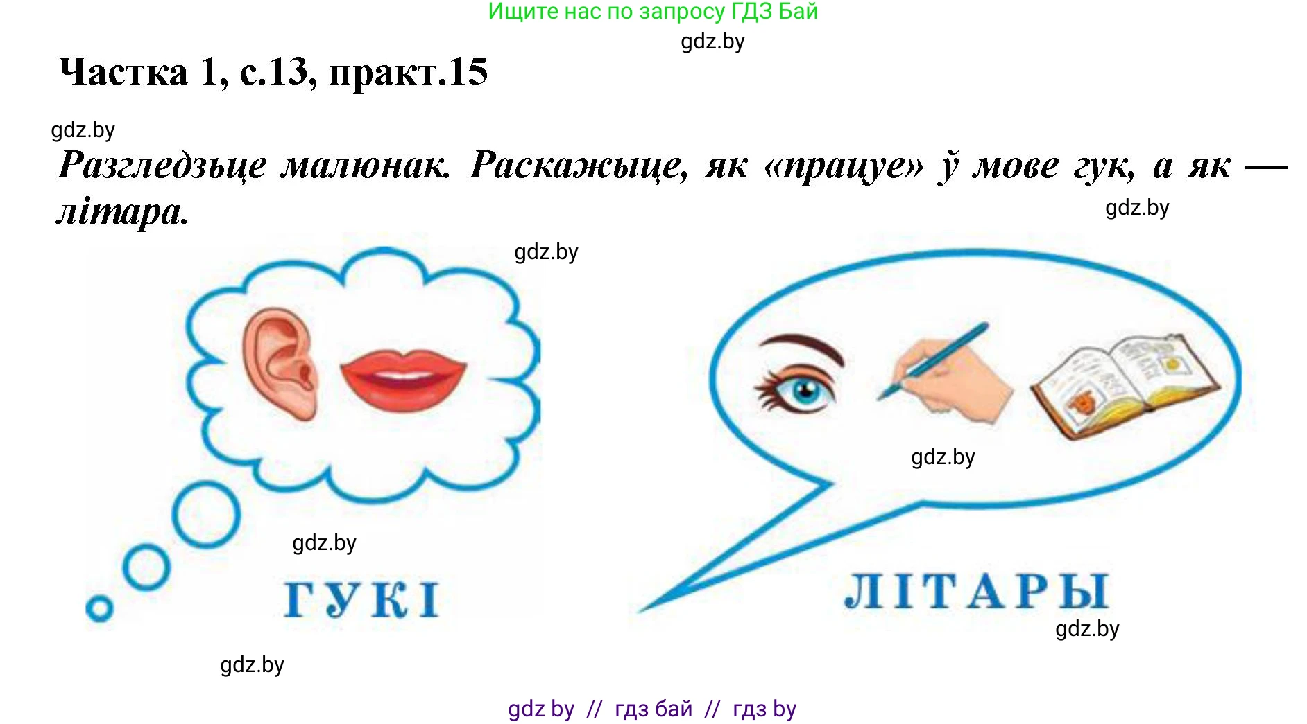 Белорусский язык (Беларуская мова), 2 класс Учебник, автор: Антановіч Наталля Міхайлаўна, издательство Нацыянальны інстытут адукацыі, Минск, 2022, голубого цвета, Часть 1, страница 13, номер 15, Решение