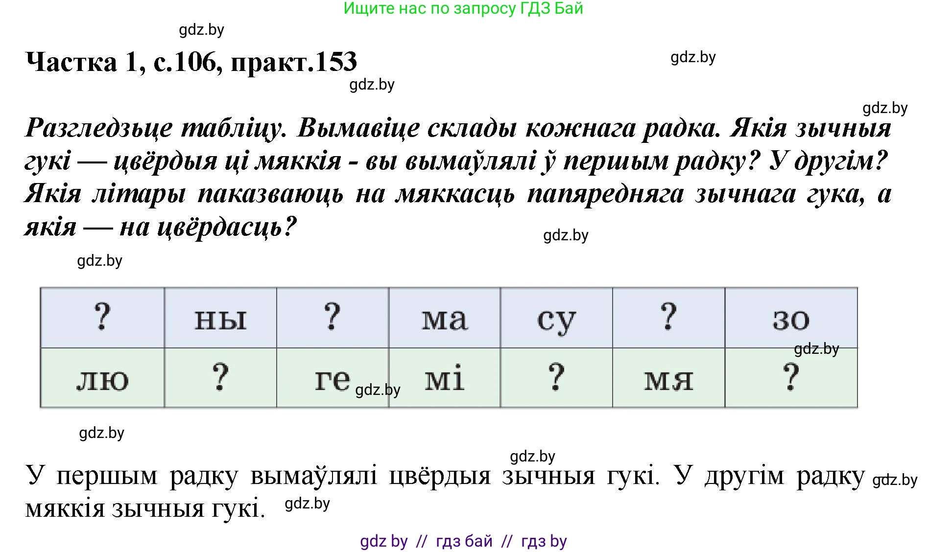 Белорусский язык (Беларуская мова), 2 класс Учебник, автор: Антановіч Наталля Міхайлаўна, издательство Нацыянальны інстытут адукацыі, Минск, 2022, голубого цвета, Часть 1, страница 106, номер 153, Решение