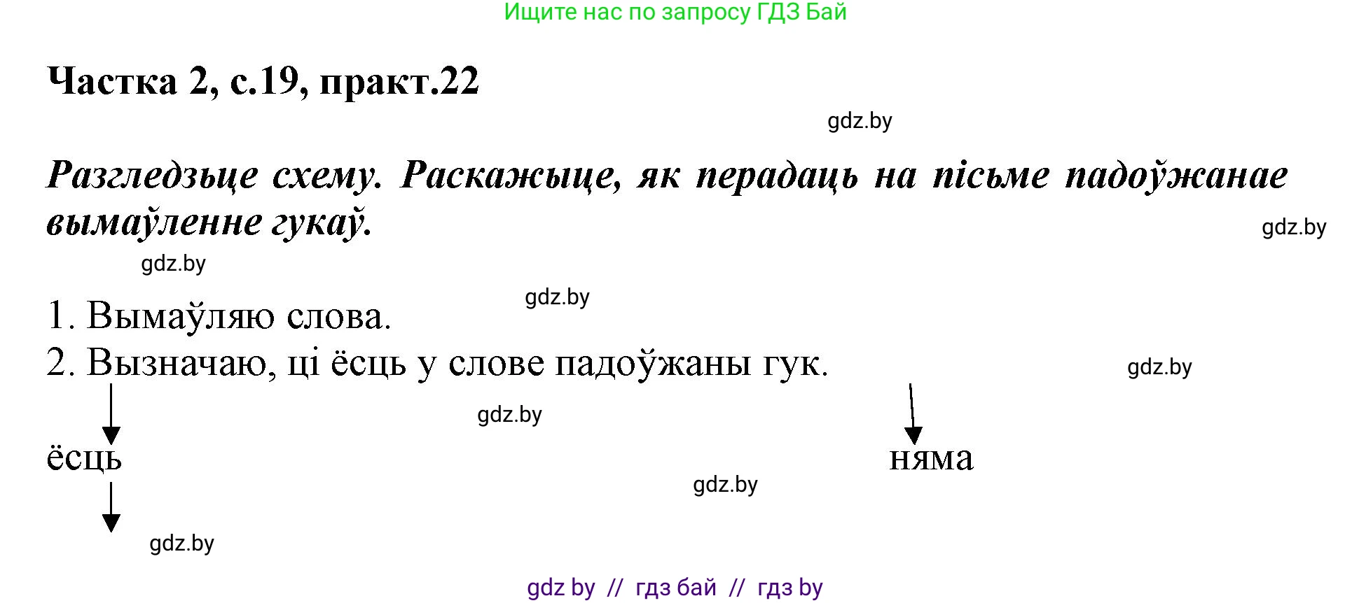 Белорусский язык (Беларуская мова), 2 класс Учебник, автор: Антановіч Наталля Міхайлаўна, издательство Нацыянальны інстытут адукацыі, Минск, 2022, голубого цвета, Часть 2, страница 19, номер 22, Решение