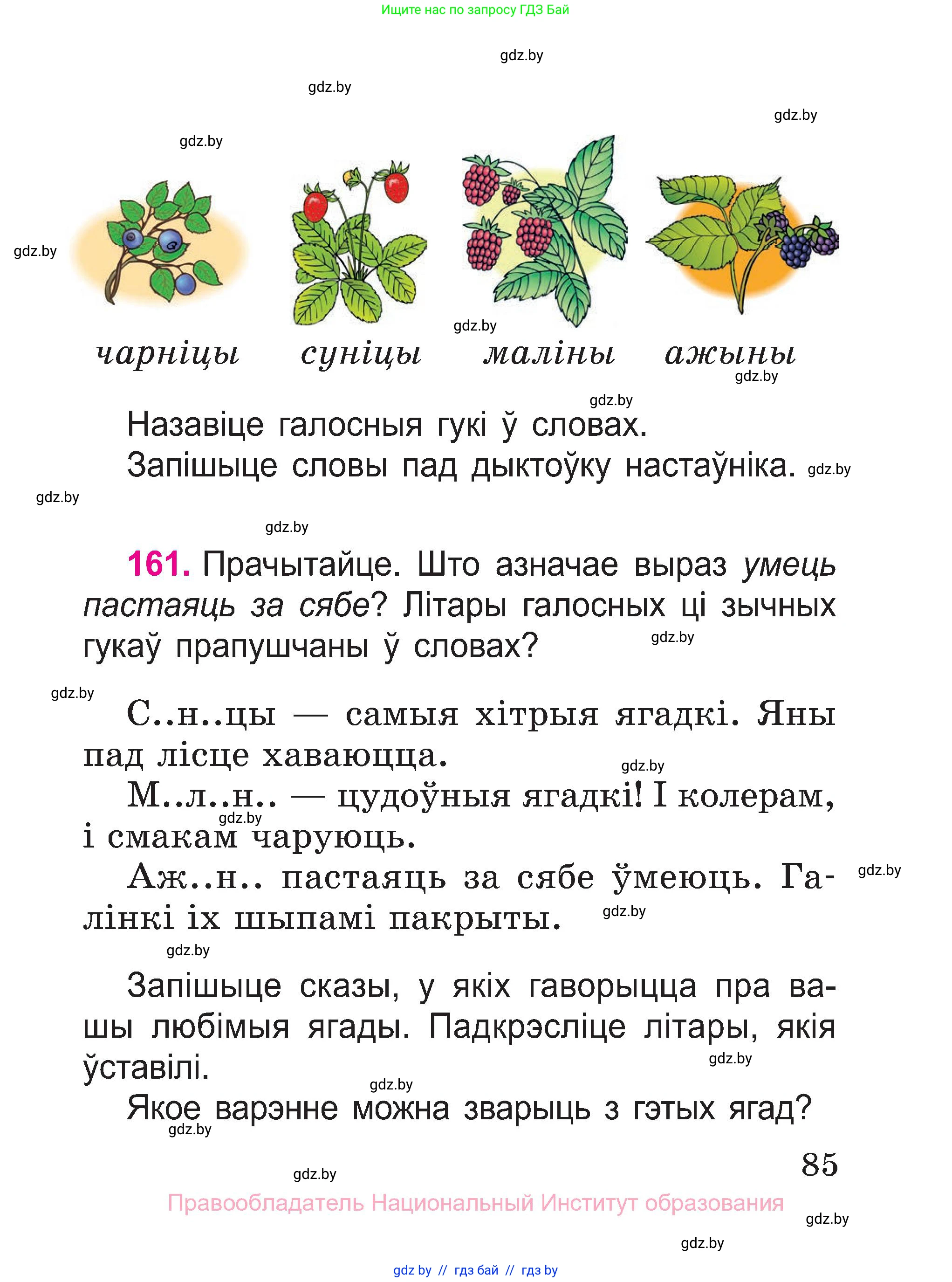 Белорусский язык (Беларуская мова), 2 класс Учебник, автор: Свірыдзенка Вольга Іванаўна, издательство Нацыянальны інстытут адукацыі, Минск, 2020, голубого цвета, Часть ( Part) 1, страница 85