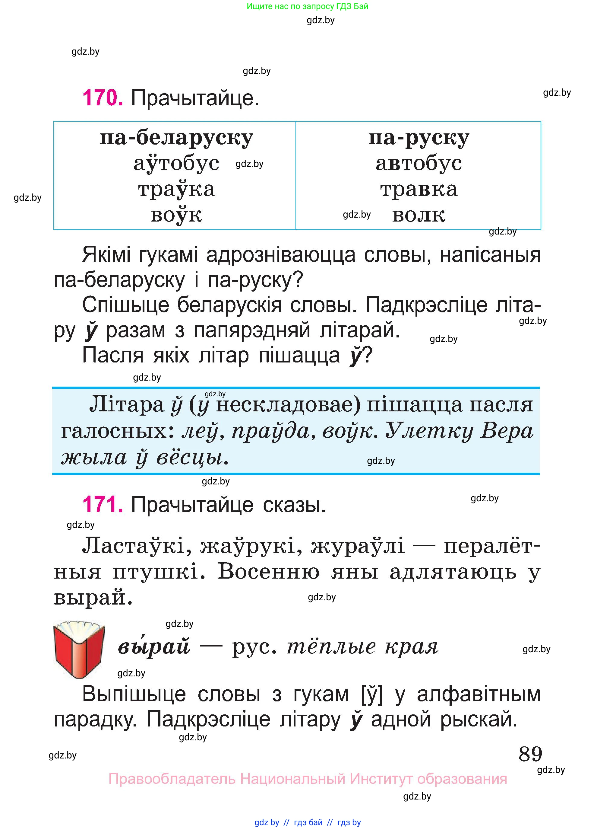 Белорусский язык (Беларуская мова), 2 класс Учебник, автор: Свірыдзенка Вольга Іванаўна, издательство Нацыянальны інстытут адукацыі, Минск, 2020, голубого цвета, Часть ( Part) 1, страница 89