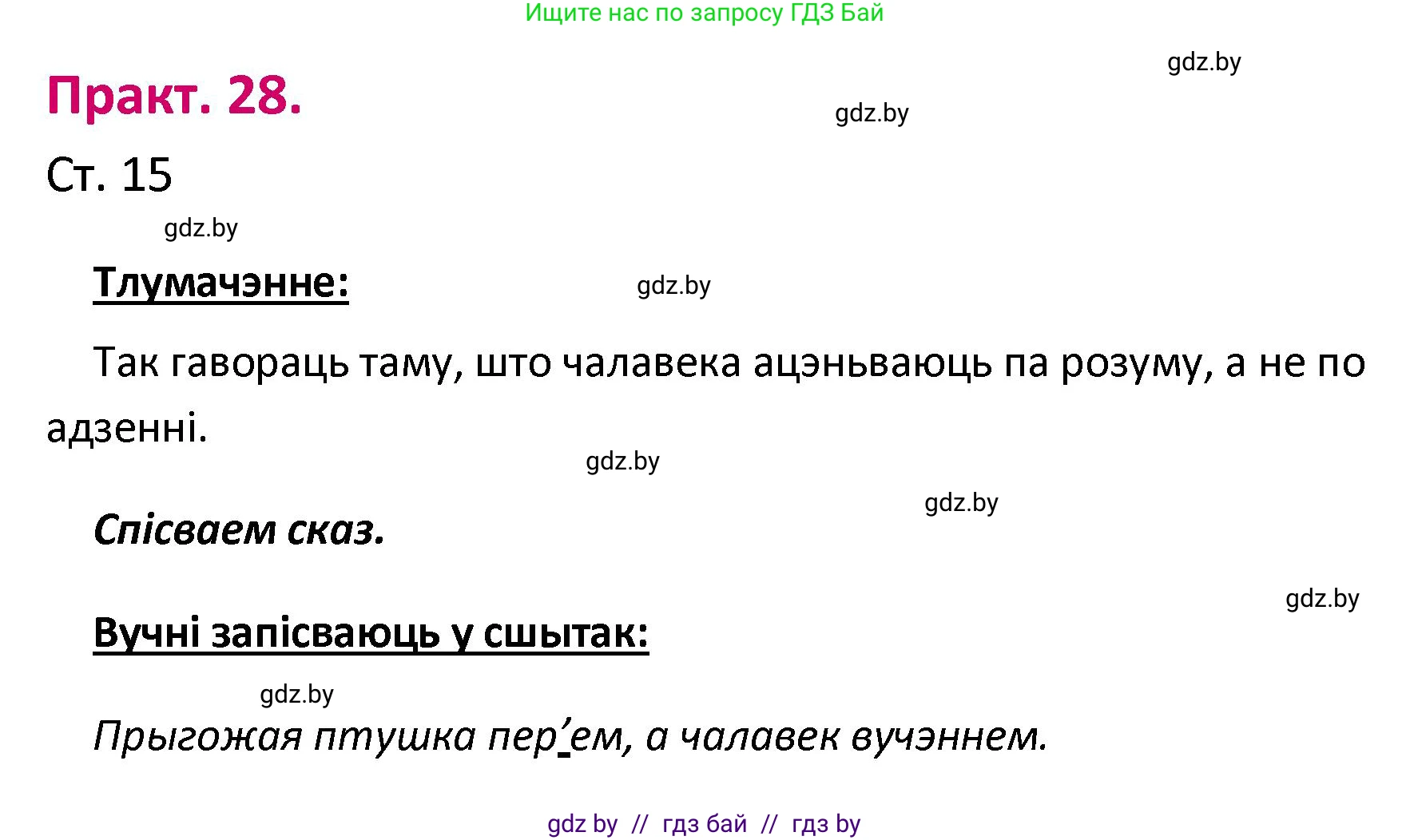 Белорусский язык (Беларуская мова), 2 класс Учебник, автор: Свірыдзенка Вольга Іванаўна, издательство Нацыянальны інстытут адукацыі, Минск, 2020, голубого цвета, Часть ( Part) 1, страница 15, номер 28, Решение