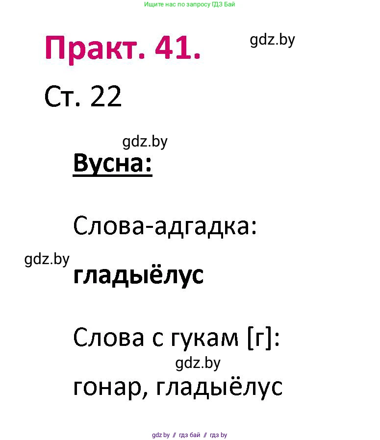 Белорусский язык (Беларуская мова), 2 класс Учебник, автор: Свірыдзенка Вольга Іванаўна, издательство Нацыянальны інстытут адукацыі, Минск, 2020, голубого цвета, Часть ( Part) 1, страница 22, номер 41, Решение