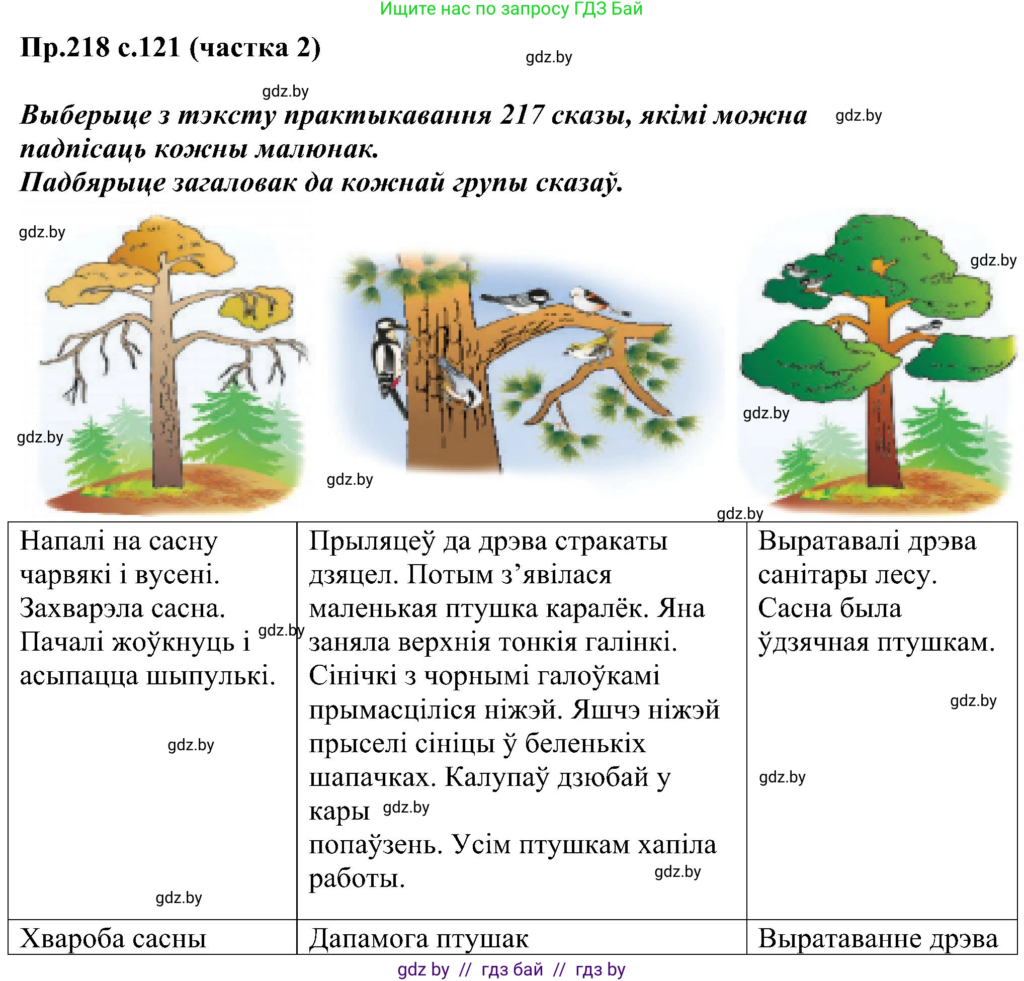 Белорусский язык (Беларуская мова), 2 класс Учебник, автор: Свірыдзенка Вольга Іванаўна, издательство Нацыянальны інстытут адукацыі, Минск, 2020, голубого цвета, Часть ( Part) 2, страница 121, номер 218, Решение