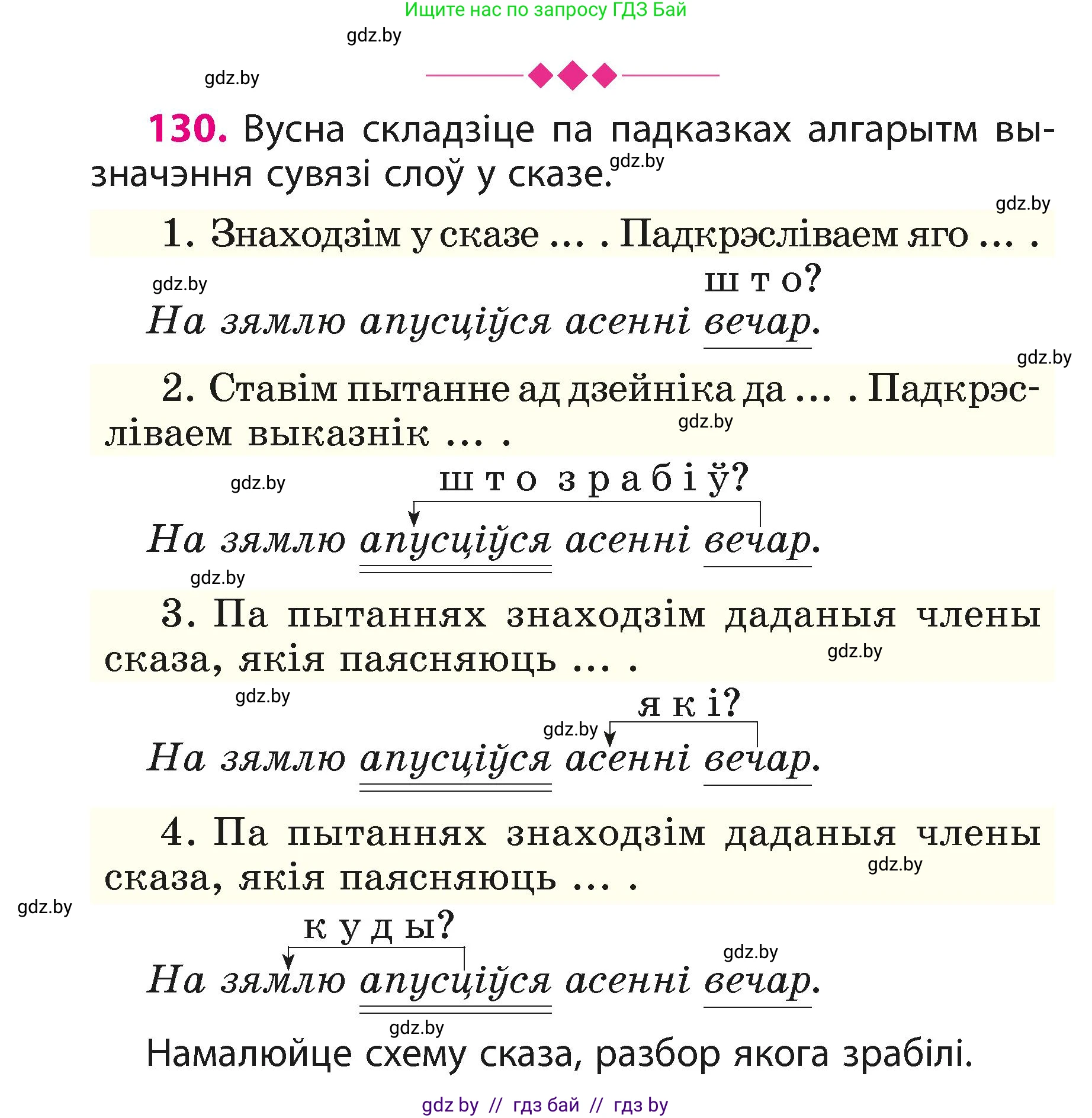 Белорусский язык (Беларуская мова), 3 класс Учебник, автор: Свірыдзенка Вольга Іванаўна, издательство Нацыянальны інстытут адукацыі, Минск, 2023, зелёного цвета, Частка 1, страница 80, номер 130, Условие