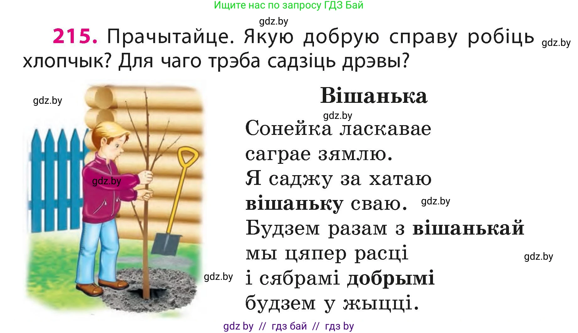 Белорусский язык (Беларуская мова), 3 класс Учебник, автор: Свірыдзенка Вольга Іванаўна, издательство Нацыянальны інстытут адукацыі, Минск, 2023, зелёного цвета, Частка 1, страница 130, номер 215, Условие