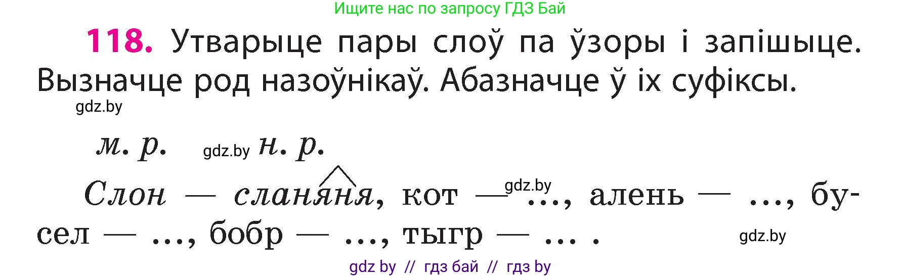 Белорусский язык (Беларуская мова), 3 класс Учебник, автор: Свірыдзенка Вольга Іванаўна, издательство Нацыянальны інстытут адукацыі, Минск, 2023, зелёного цвета, Частка 2, страница 70, номер 118, Условие
