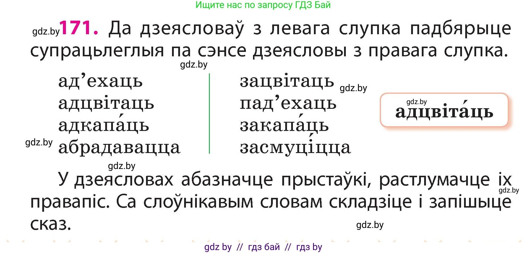 Белорусский язык (Беларуская мова), 3 класс Учебник, автор: Свірыдзенка Вольга Іванаўна, издательство Нацыянальны інстытут адукацыі, Минск, 2023, зелёного цвета, Частка 2, страница 97, номер 171, Условие