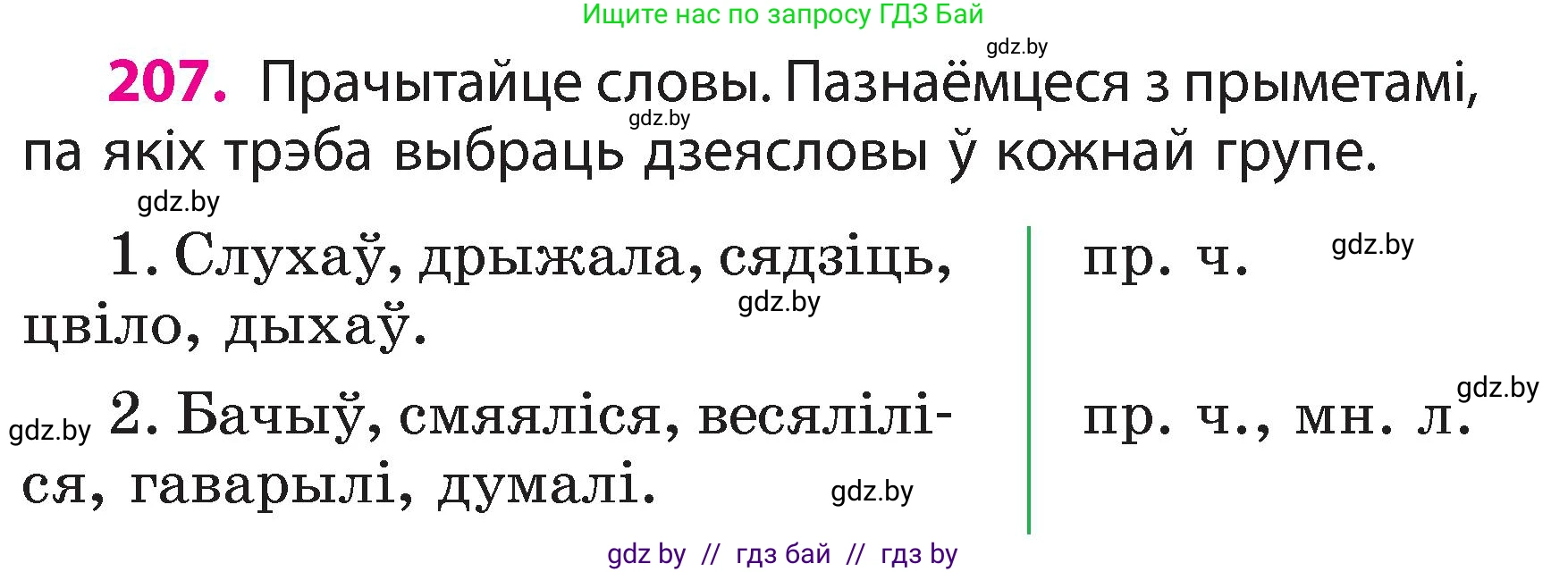 Белорусский язык (Беларуская мова), 3 класс Учебник, автор: Свірыдзенка Вольга Іванаўна, издательство Нацыянальны інстытут адукацыі, Минск, 2023, зелёного цвета, Частка 2, страница 116, номер 207, Условие