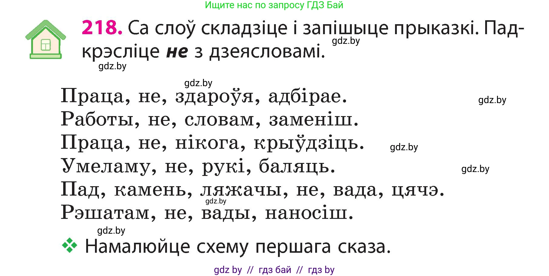 Белорусский язык (Беларуская мова), 3 класс Учебник, автор: Свірыдзенка Вольга Іванаўна, издательство Нацыянальны інстытут адукацыі, Минск, 2023, зелёного цвета, Частка 2, страница 122, номер 218, Условие