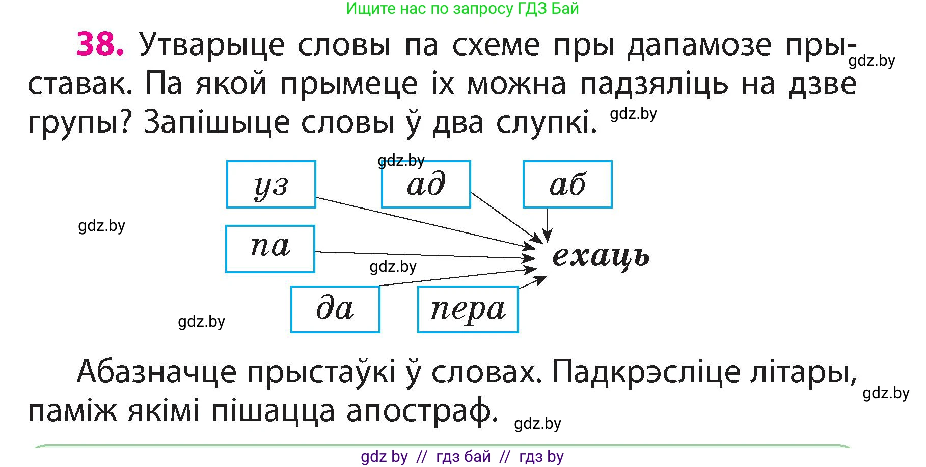 Белорусский язык (Беларуская мова), 3 класс Учебник, автор: Свірыдзенка Вольга Іванаўна, издательство Нацыянальны інстытут адукацыі, Минск, 2023, зелёного цвета, Частка 2, страница 23, номер 38, Условие
