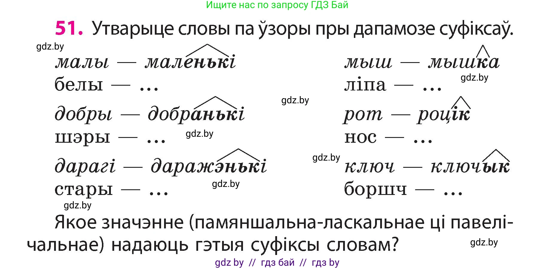 Белорусский язык (Беларуская мова), 3 класс Учебник, автор: Свірыдзенка Вольга Іванаўна, издательство Нацыянальны інстытут адукацыі, Минск, 2023, зелёного цвета, Частка 2, страница 30, номер 51, Условие