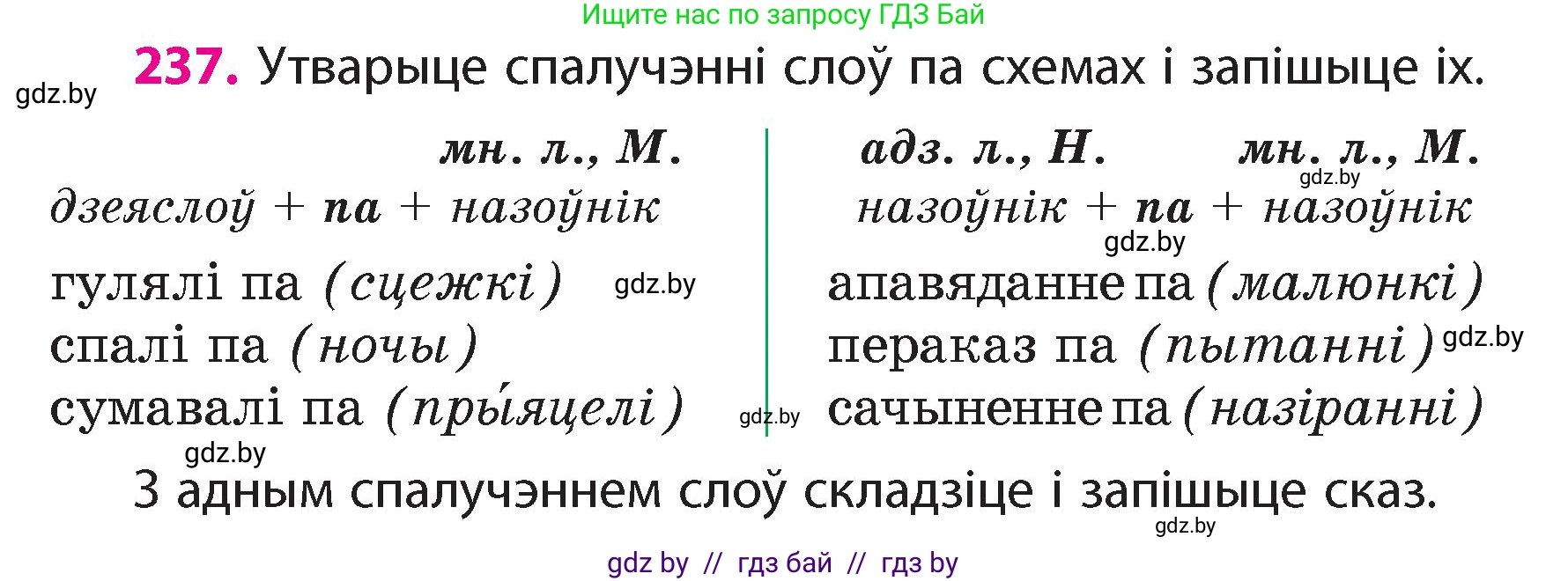 Белорусский язык (Беларуская мова), 4 класс Учебник, автор: Свірыдзенка Вольга Іванаўна, издательство Нацыянальны інстытут адукацыі, Минск, 2024, голубого цвета, Частка 1, страница 140, номер 237, Условие 2024
