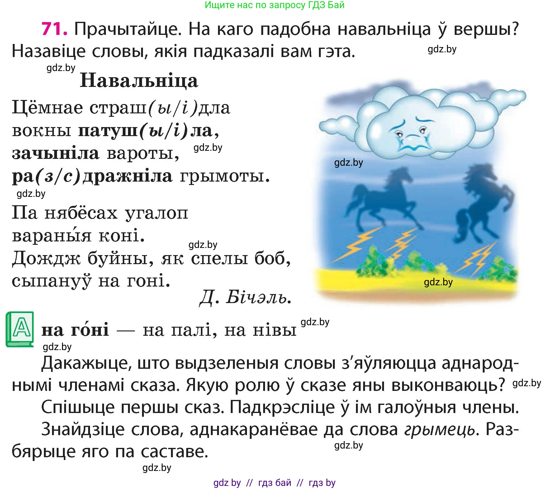 Белорусский язык (Беларуская мова), 4 класс Учебник, автор: Свірыдзенка Вольга Іванаўна, издательство Нацыянальны інстытут адукацыі, Минск, 2024, голубого цвета, Частка 1, страница 71