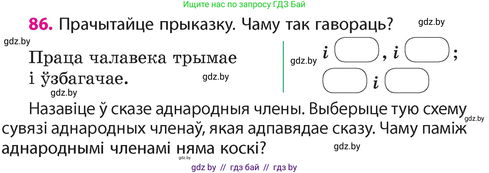 Белорусский язык (Беларуская мова), 4 класс Учебник, автор: Свірыдзенка Вольга Іванаўна, издательство Нацыянальны інстытут адукацыі, Минск, 2024, голубого цвета, Частка 1, страница 57, номер 86, Условие 2024