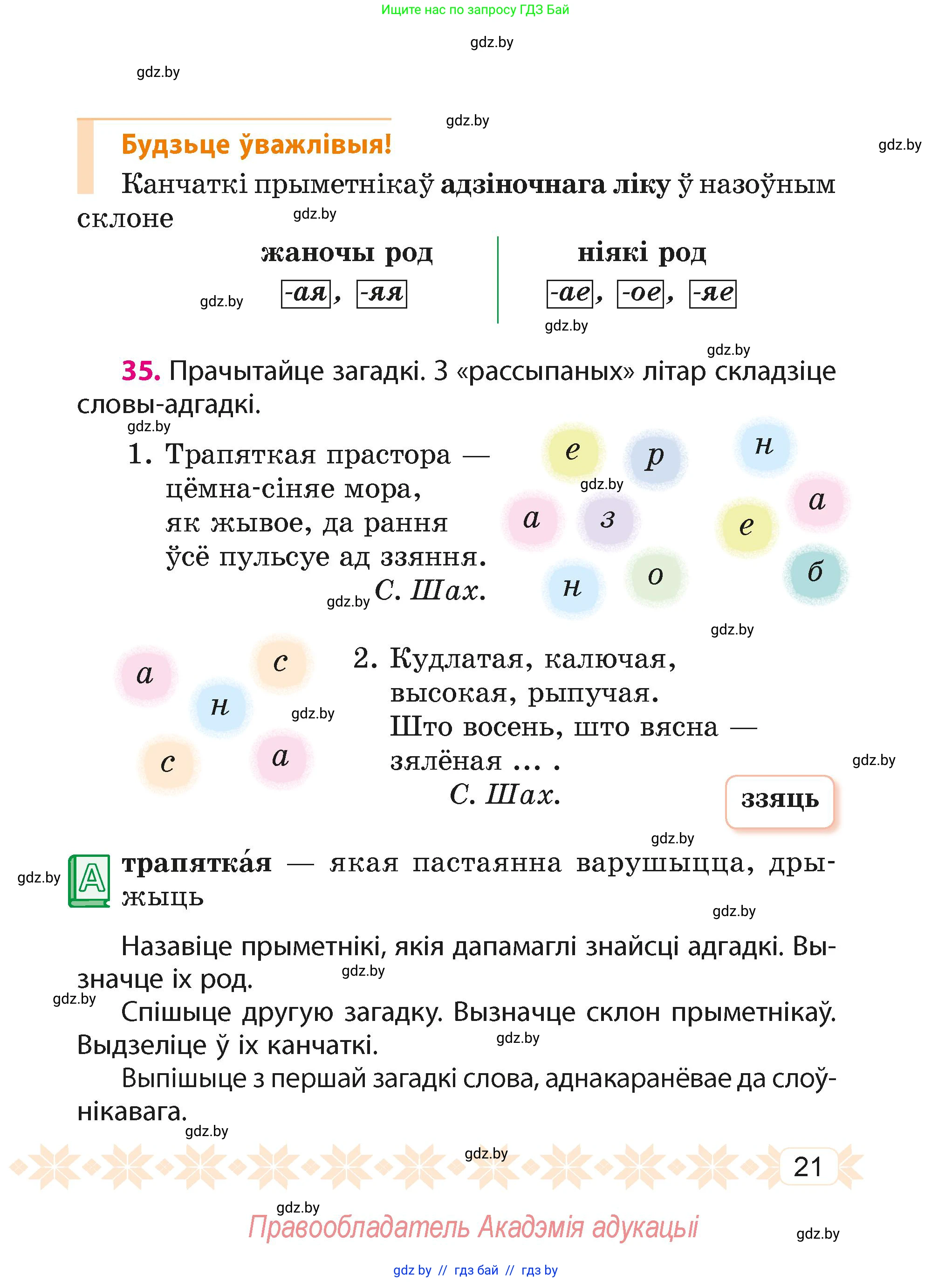 Белорусский язык (Беларуская мова), 4 класс Учебник, автор: Свірыдзенка Вольга Іванаўна, издательство Нацыянальны інстытут адукацыі, Минск, 2024, голубого цвета, Частка 2, страница 21