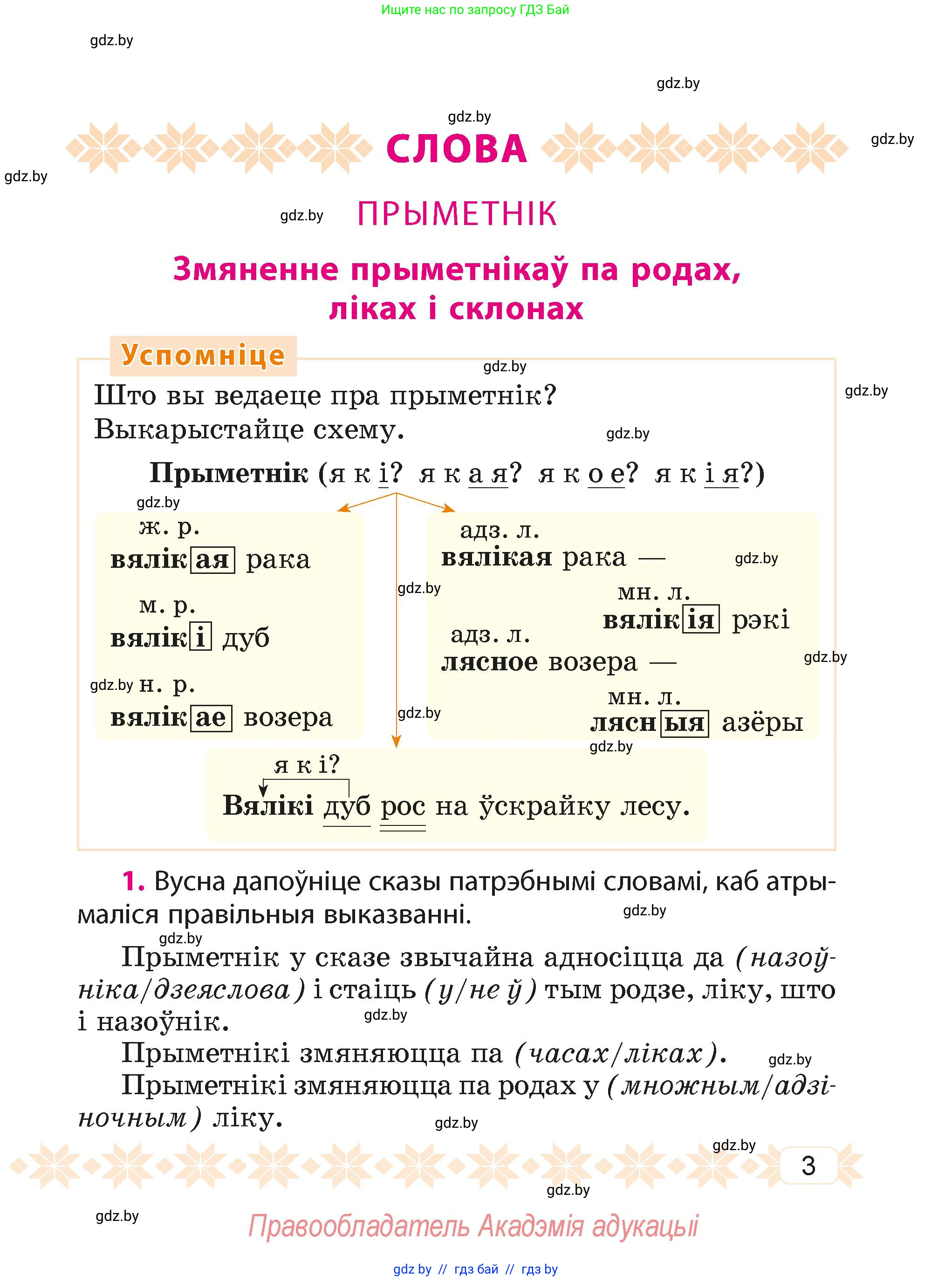 Белорусский язык (Беларуская мова), 4 класс Учебник, автор: Свірыдзенка Вольга Іванаўна, издательство Нацыянальны інстытут адукацыі, Минск, 2024, голубого цвета, Частка 2, страница 4, номер 3, Условие 2024