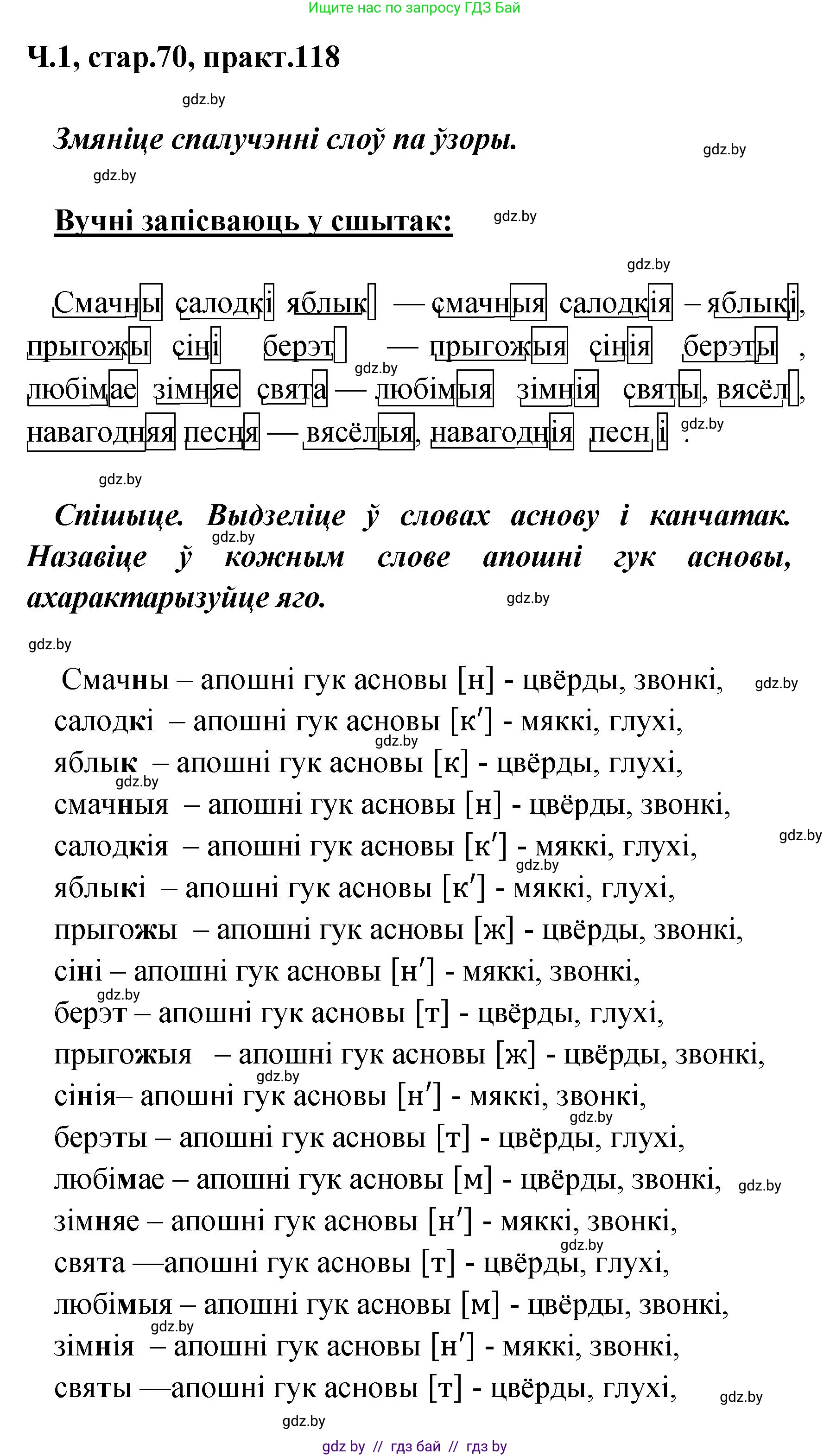 Белорусский язык (Беларуская мова), 4 класс Учебник, автор: Свірыдзенка Вольга Іванаўна, издательство Нацыянальны інстытут адукацыі, Минск, 2024, голубого цвета, Частка 1, страница 73, номер 118, Решение 2024
