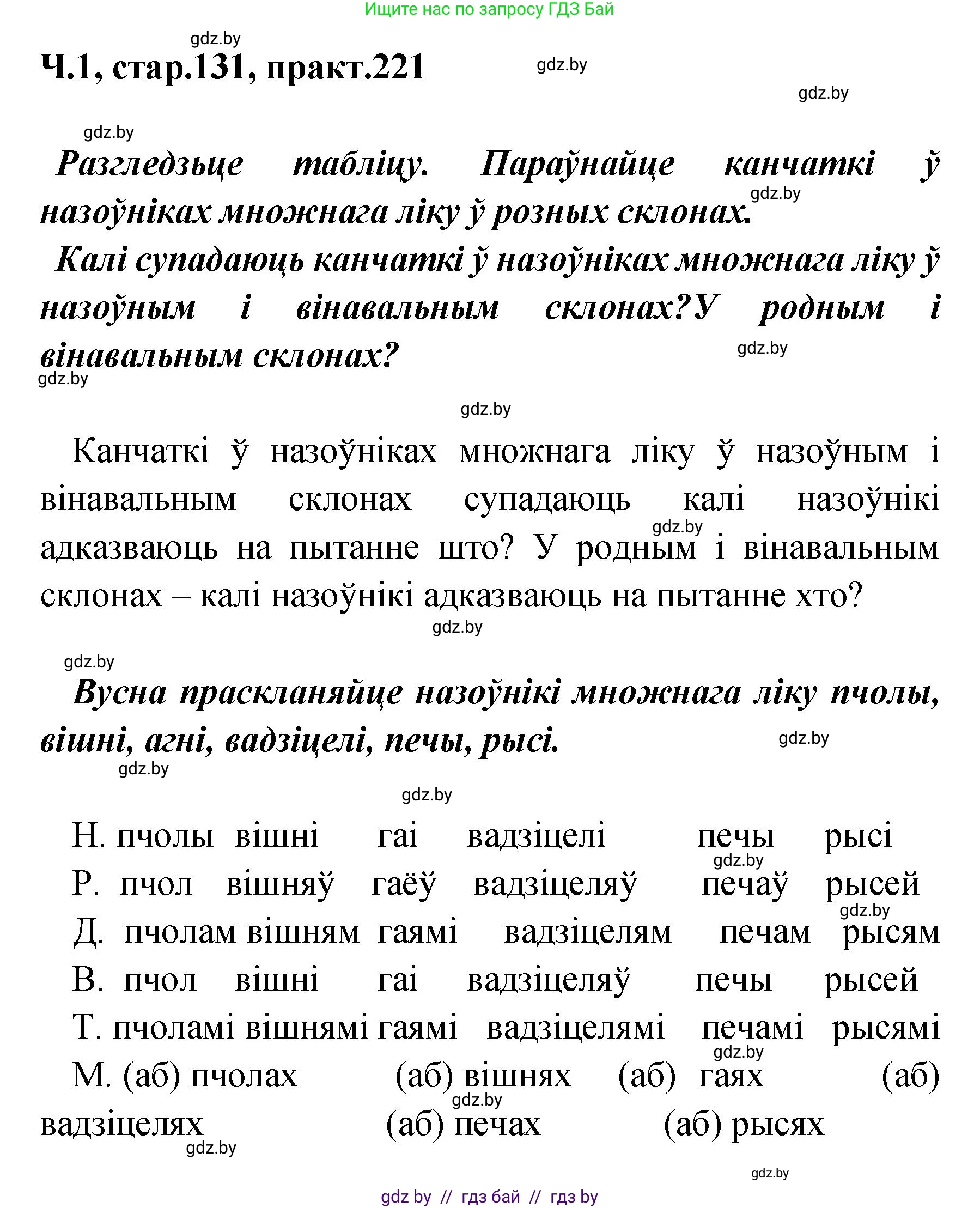 Белорусский язык (Беларуская мова), 4 класс Учебник, автор: Свірыдзенка Вольга Іванаўна, издательство Нацыянальны інстытут адукацыі, Минск, 2024, голубого цвета, Частка 1, страница 131, номер 221, Решение 2024