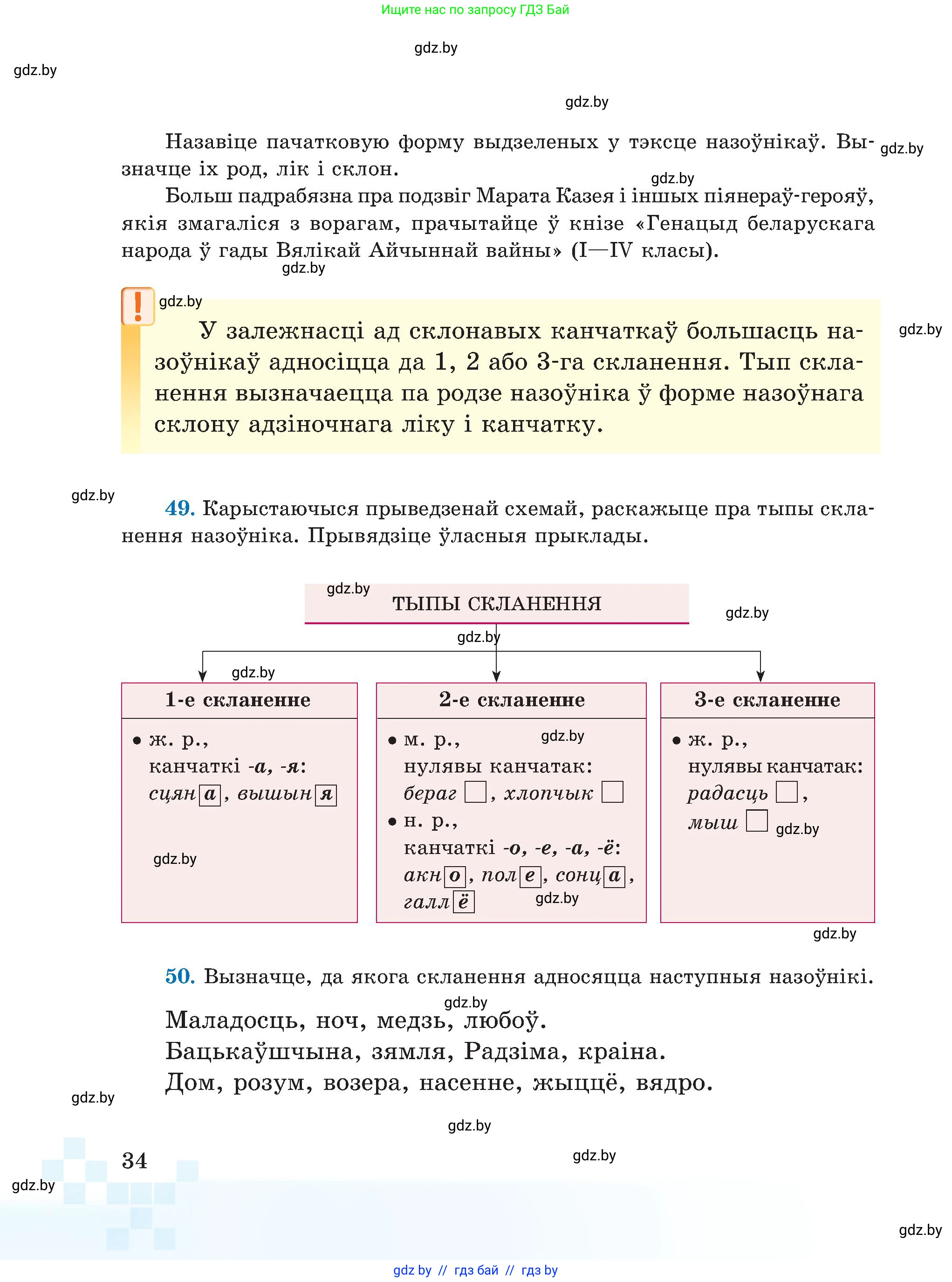 Белорусский язык (Беларуская мова), 5 класс Учебник, авторы: Валочка Ганна Міхайлаўна, Зелянко Вольга Уладзіміраўна, Мартынкевіч Святлана Васільеўна, Якуба Святлана Міхайлаўна, издательство Акадэмія адукацыі, Минск, 2024, голубого цвета, Частка 1, страница 34