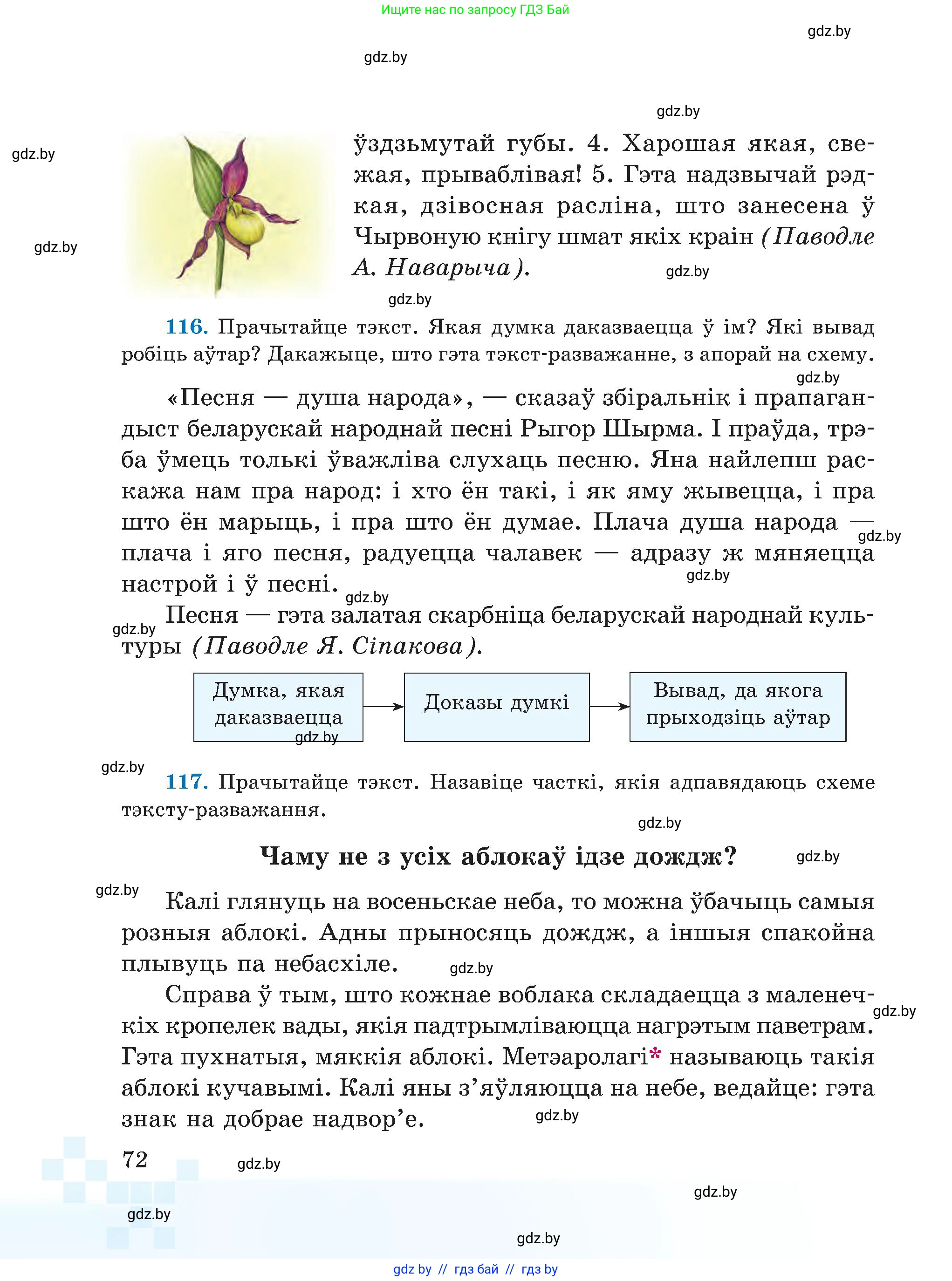 Белорусский язык (Беларуская мова), 5 класс Учебник, авторы: Валочка Ганна Міхайлаўна, Зелянко Вольга Уладзіміраўна, Мартынкевіч Святлана Васільеўна, Якуба Святлана Міхайлаўна, издательство Акадэмія адукацыі, Минск, 2024, голубого цвета, Частка 1, страница 72
