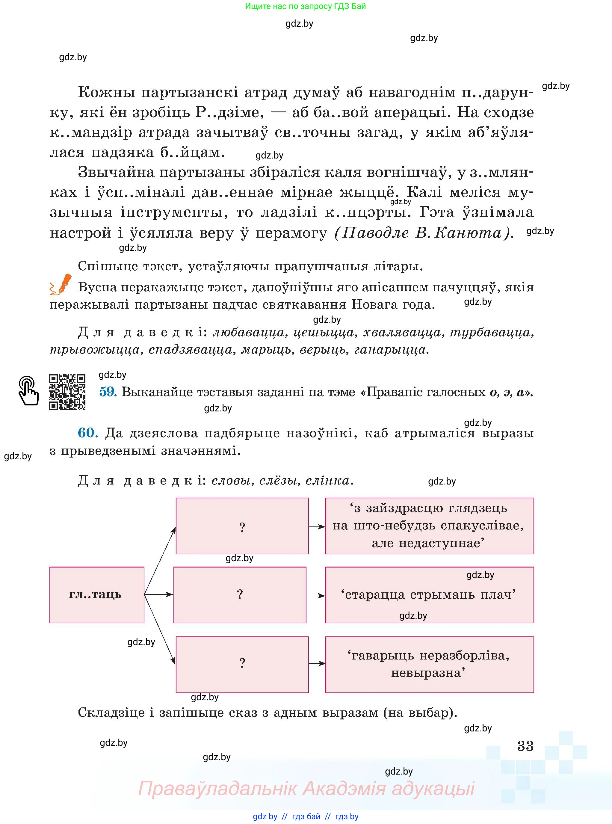 Белорусский язык (Беларуская мова), 5 класс Учебник, авторы: Валочка Ганна Міхайлаўна, Зелянко Вольга Уладзіміраўна, Мартынкевіч Святлана Васільеўна, Якуба Святлана Міхайлаўна, издательство Акадэмія адукацыі, Минск, 2024, голубого цвета, Частка 1, страница 33