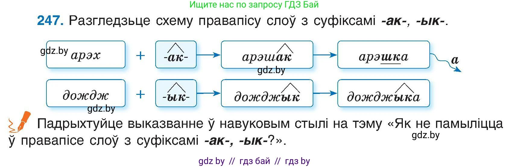 Белорусский язык (Беларуская мова), 6 класс Учебник, авторы: Валочка Ганна Міхайлаўна, Зелянко Вольга Уладзіміраўна, Мартынкевіч Святлана Васільеўна, Якуба Святлана Міхайлаўна, Бажкова Т І, издательство Акадэмія адукацыі, Минск, 2025, страница 128, номер 247, Условие 2025