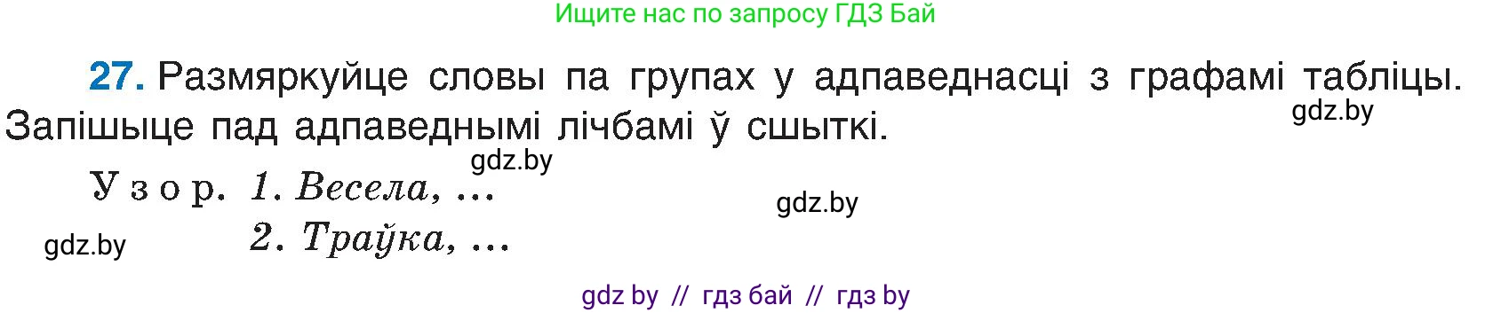 Белорусский язык (Беларуская мова), 6 класс Учебник, авторы: Валочка Ганна Міхайлаўна, Зелянко Вольга Уладзіміраўна, Мартынкевіч Святлана Васільеўна, Якуба Святлана Міхайлаўна, Бажкова Т І, издательство Акадэмія адукацыі, Минск, 2025, страница 21, номер 27, Условие 2025