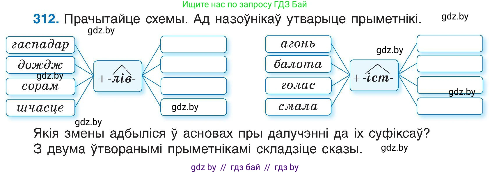 Белорусский язык (Беларуская мова), 6 класс Учебник, авторы: Валочка Ганна Міхайлаўна, Зелянко Вольга Уладзіміраўна, Мартынкевіч Святлана Васільеўна, Якуба Святлана Міхайлаўна, Бажкова Т І, издательство Акадэмія адукацыі, Минск, 2025, страница 159, номер 312, Условие 2025