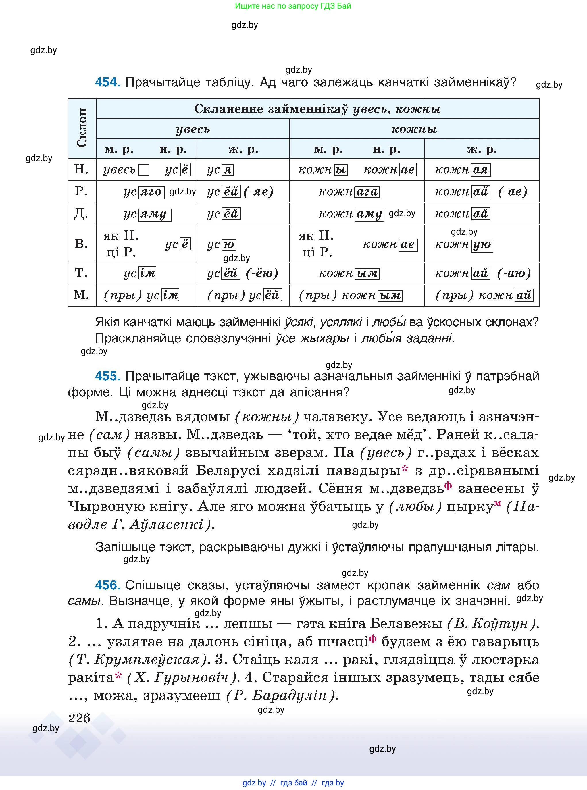 Белорусский язык (Беларуская мова), 6 класс Учебник, авторы: Валочка Ганна Міхайлаўна, Зелянко Вольга Уладзіміраўна, Мартынкевіч Святлана Васільеўна, Якуба Святлана Міхайлаўна, Бажкова Т І, издательство Акадэмія адукацыі, Минск, 2025, страница 226