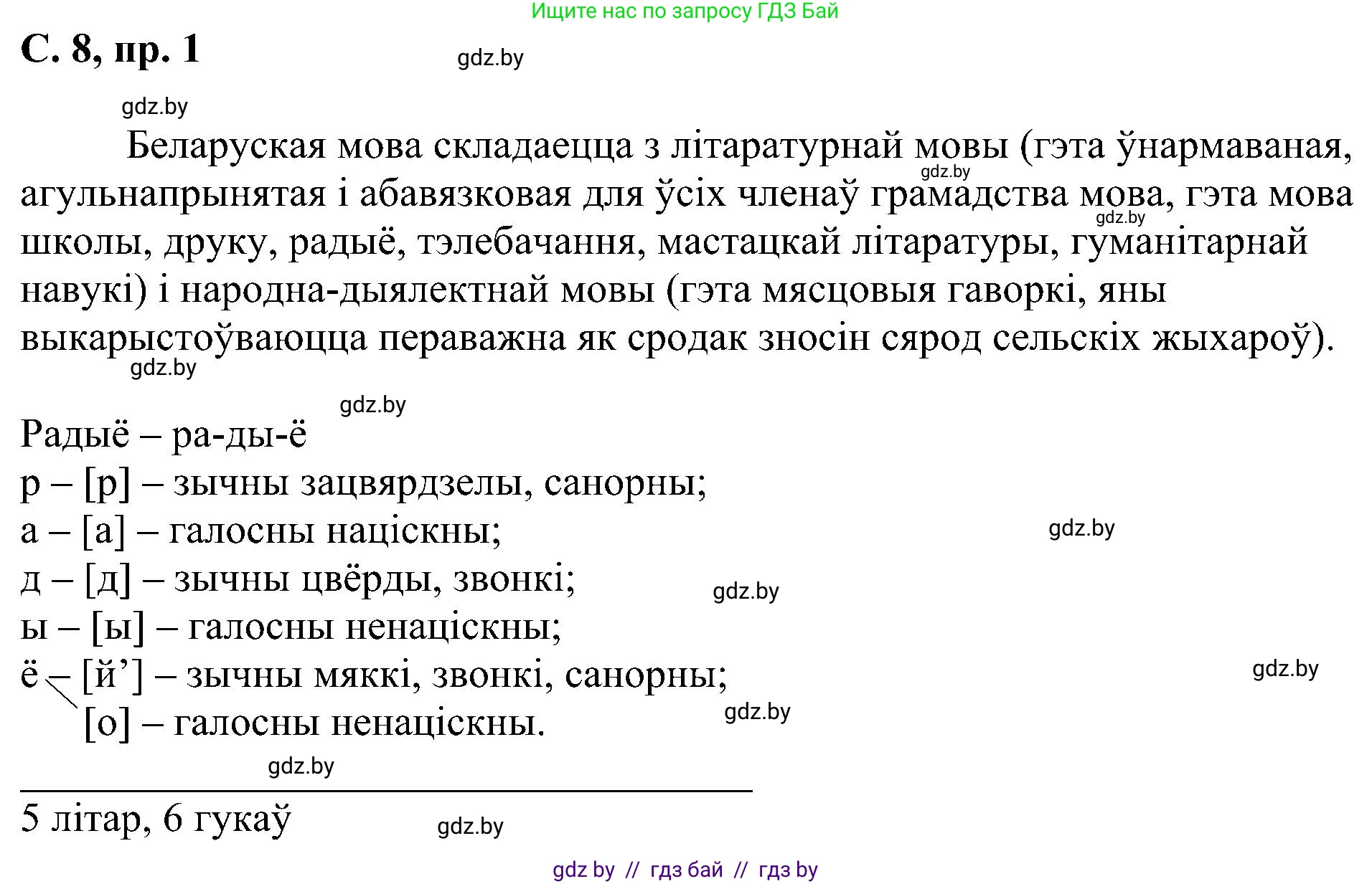Белорусский язык (Беларуская мова), 6 класс Учебник, авторы: Валочка Ганна Міхайлаўна, Зелянко Вольга Уладзіміраўна, Мартынкевіч Святлана Васільеўна, Якуба Святлана Міхайлаўна, Бажкова Т І, издательство Акадэмія адукацыі, Минск, 2025, страница 8, номер 1, Решение