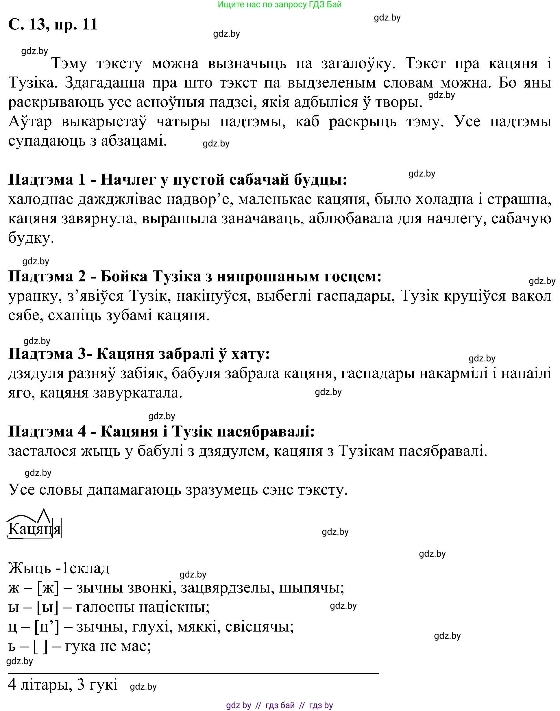 Белорусский язык (Беларуская мова), 6 класс Учебник, авторы: Валочка Ганна Міхайлаўна, Зелянко Вольга Уладзіміраўна, Мартынкевіч Святлана Васільеўна, Якуба Святлана Міхайлаўна, Бажкова Т І, издательство Акадэмія адукацыі, Минск, 2025, страница 13, номер 11, Решение