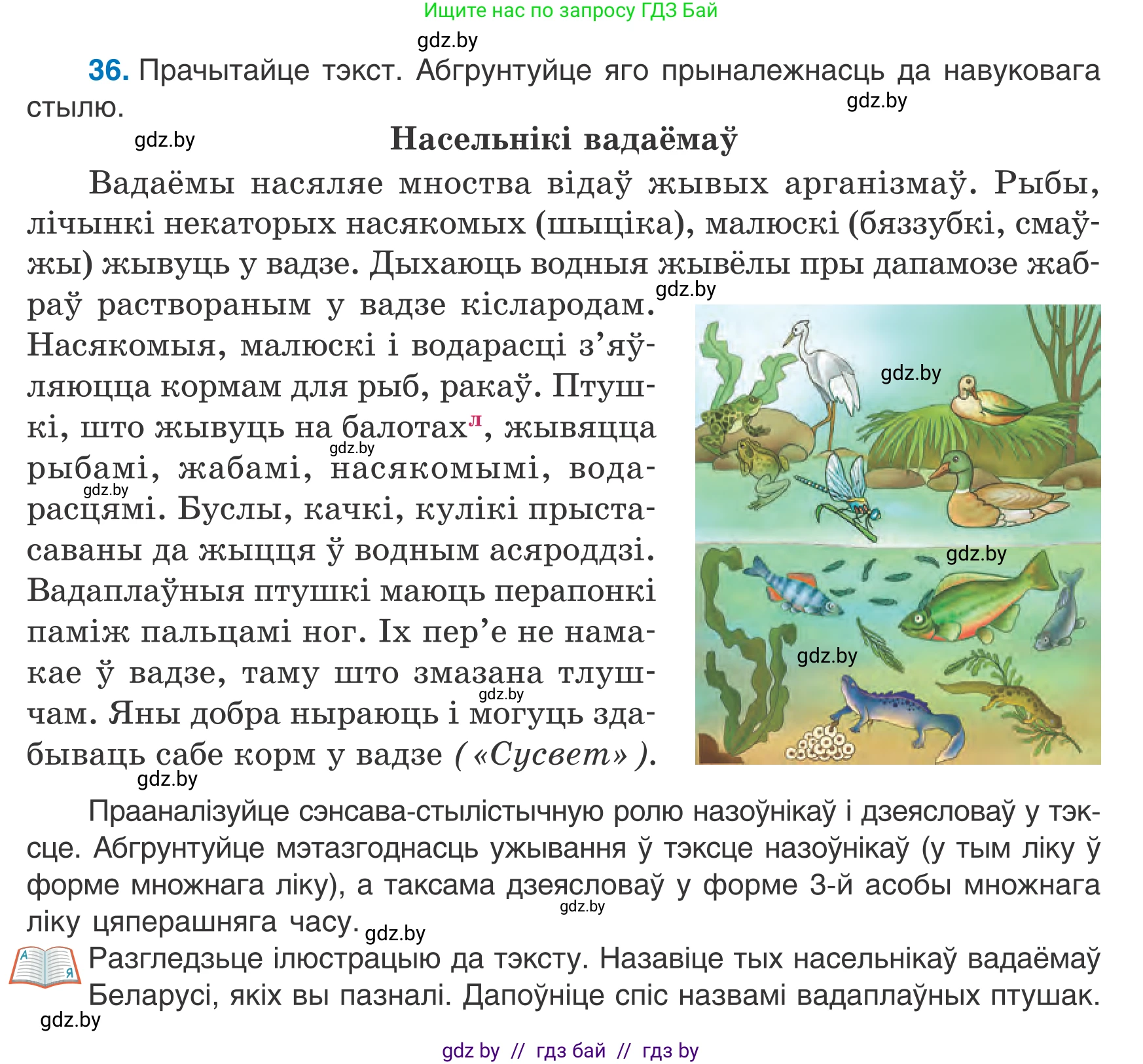 Белорусский язык (Беларуская мова), 7 класс Учебник, авторы: Валочка Ганна Міхайлаўна, Зелянко Вольга Уладзіміраўна, Язерская Святлана Анатольеўна, издательство Нацыянальны інстытут адукацыі, Минск, 2020, страница 27, номер 36, Условие