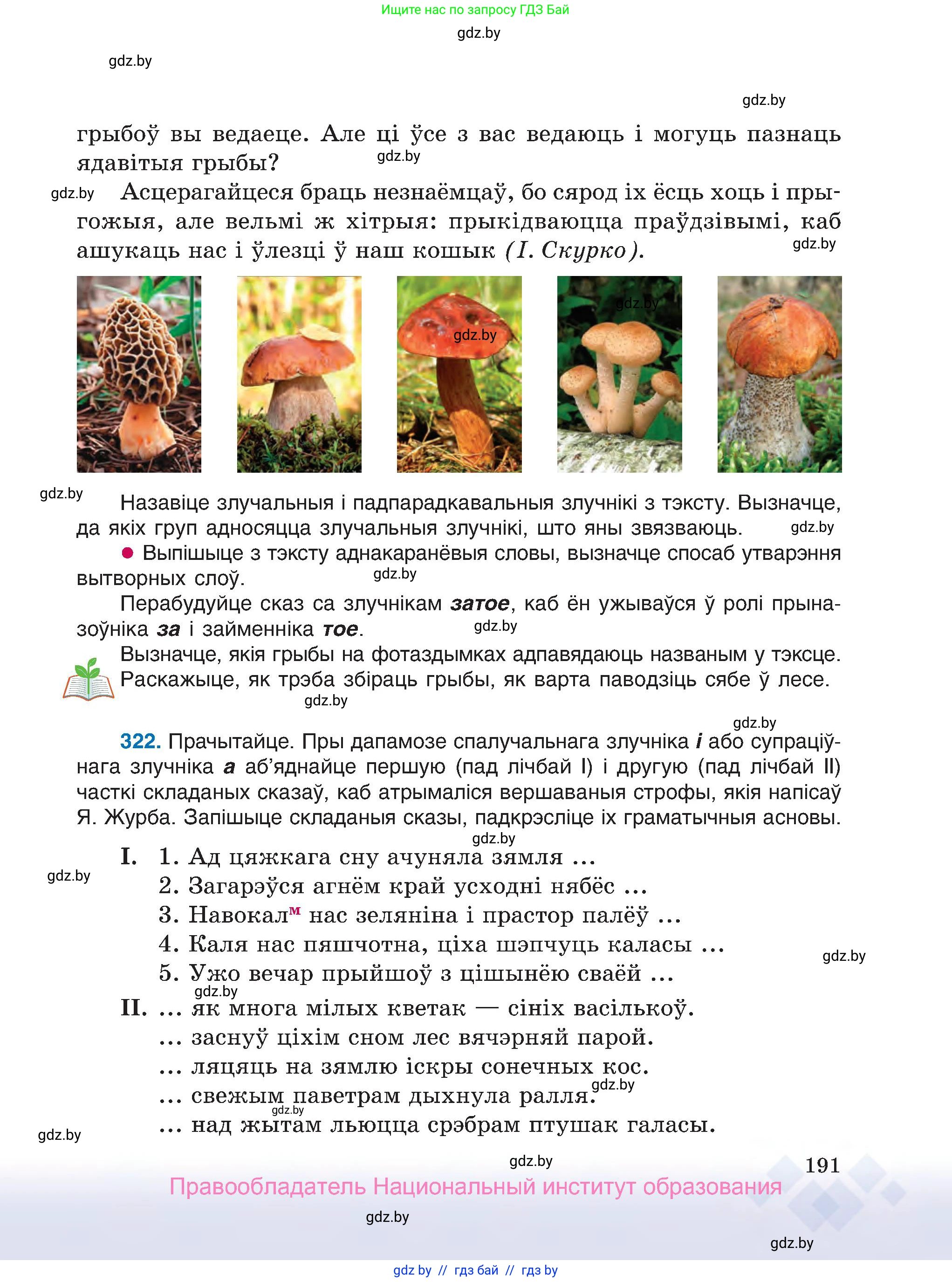 Белорусский язык (Беларуская мова), 7 класс Учебник, авторы: Валочка Ганна Міхайлаўна, Зелянко Вольга Уладзіміраўна, Язерская Святлана Анатольеўна, издательство Нацыянальны інстытут адукацыі, Минск, 2020, страница 191