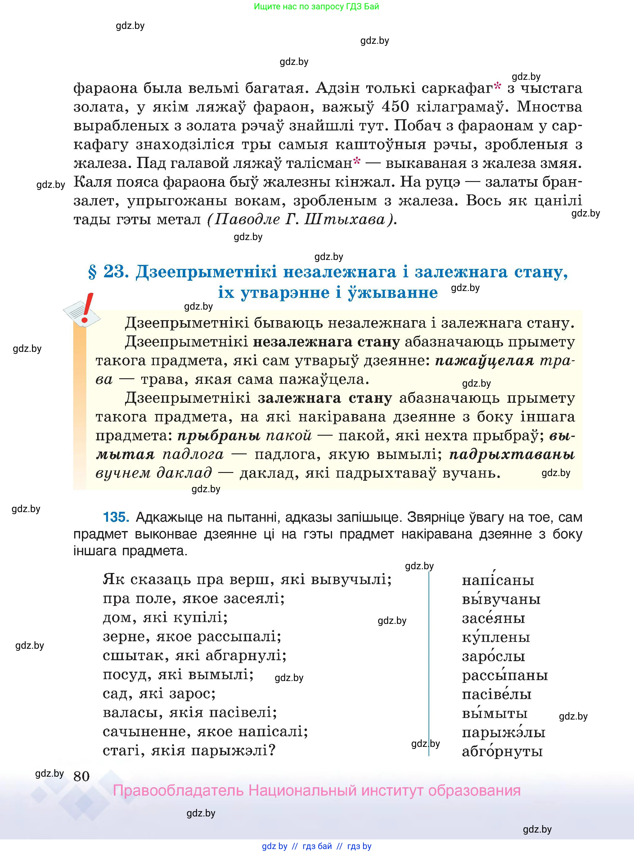Белорусский язык (Беларуская мова), 7 класс Учебник, авторы: Валочка Ганна Міхайлаўна, Зелянко Вольга Уладзіміраўна, Язерская Святлана Анатольеўна, издательство Нацыянальны інстытут адукацыі, Минск, 2020, страница 80