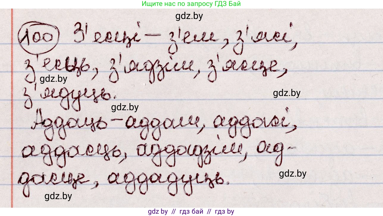Белорусский язык (Беларуская мова), 7 класс Учебник, авторы: Валочка Ганна Міхайлаўна, Зелянко Вольга Уладзіміраўна, Язерская Святлана Анатольеўна, издательство Нацыянальны інстытут адукацыі, Минск, 2020, страница 63, номер 100, Решение