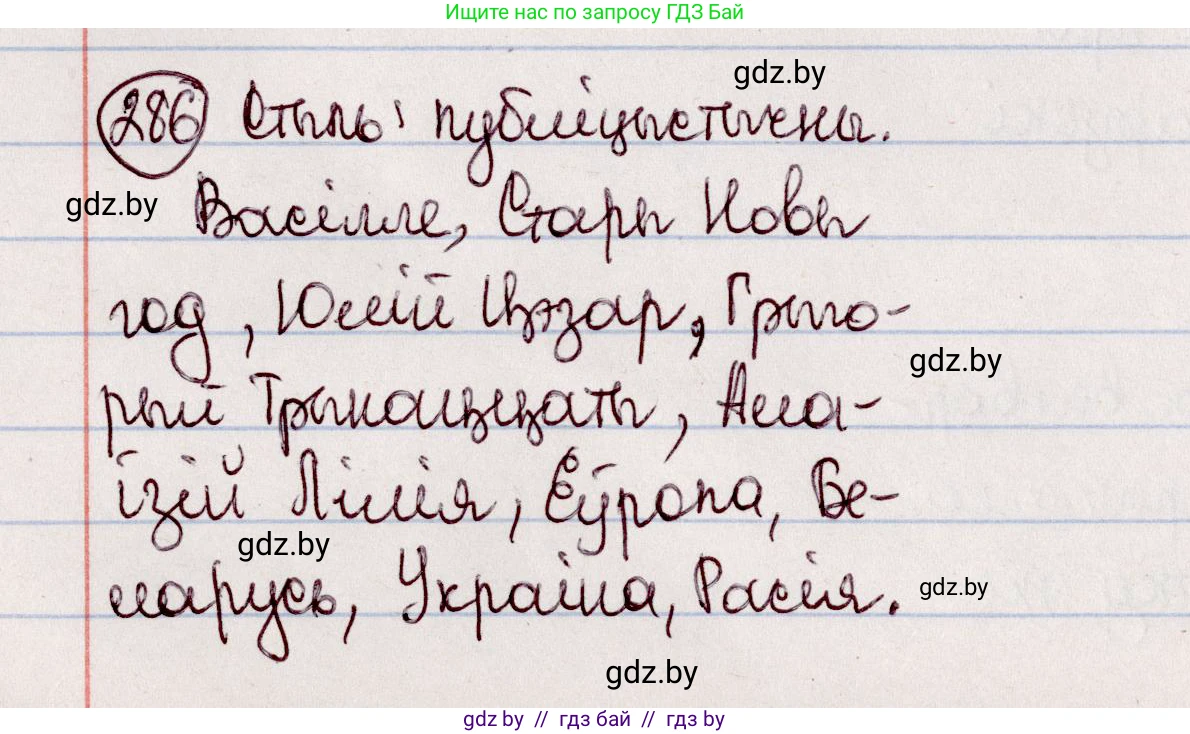 Белорусский язык (Беларуская мова), 7 класс Учебник, авторы: Валочка Ганна Міхайлаўна, Зелянко Вольга Уладзіміраўна, Язерская Святлана Анатольеўна, издательство Нацыянальны інстытут адукацыі, Минск, 2020, страница 166, номер 286, Решение