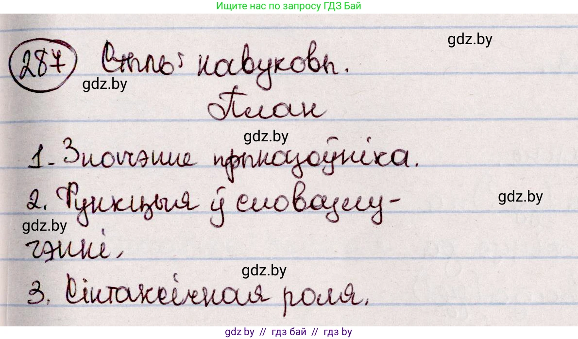 Белорусский язык (Беларуская мова), 7 класс Учебник, авторы: Валочка Ганна Міхайлаўна, Зелянко Вольга Уладзіміраўна, Язерская Святлана Анатольеўна, издательство Нацыянальны інстытут адукацыі, Минск, 2020, страница 167, номер 287, Решение