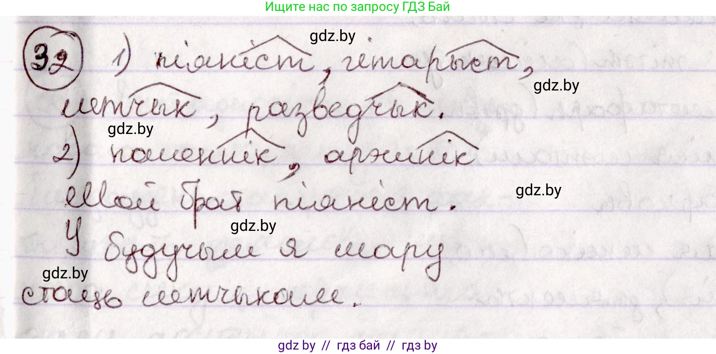 Белорусский язык (Беларуская мова), 7 класс Учебник, авторы: Валочка Ганна Міхайлаўна, Зелянко Вольга Уладзіміраўна, Язерская Святлана Анатольеўна, издательство Нацыянальны інстытут адукацыі, Минск, 2020, страница 24, номер 32, Решение
