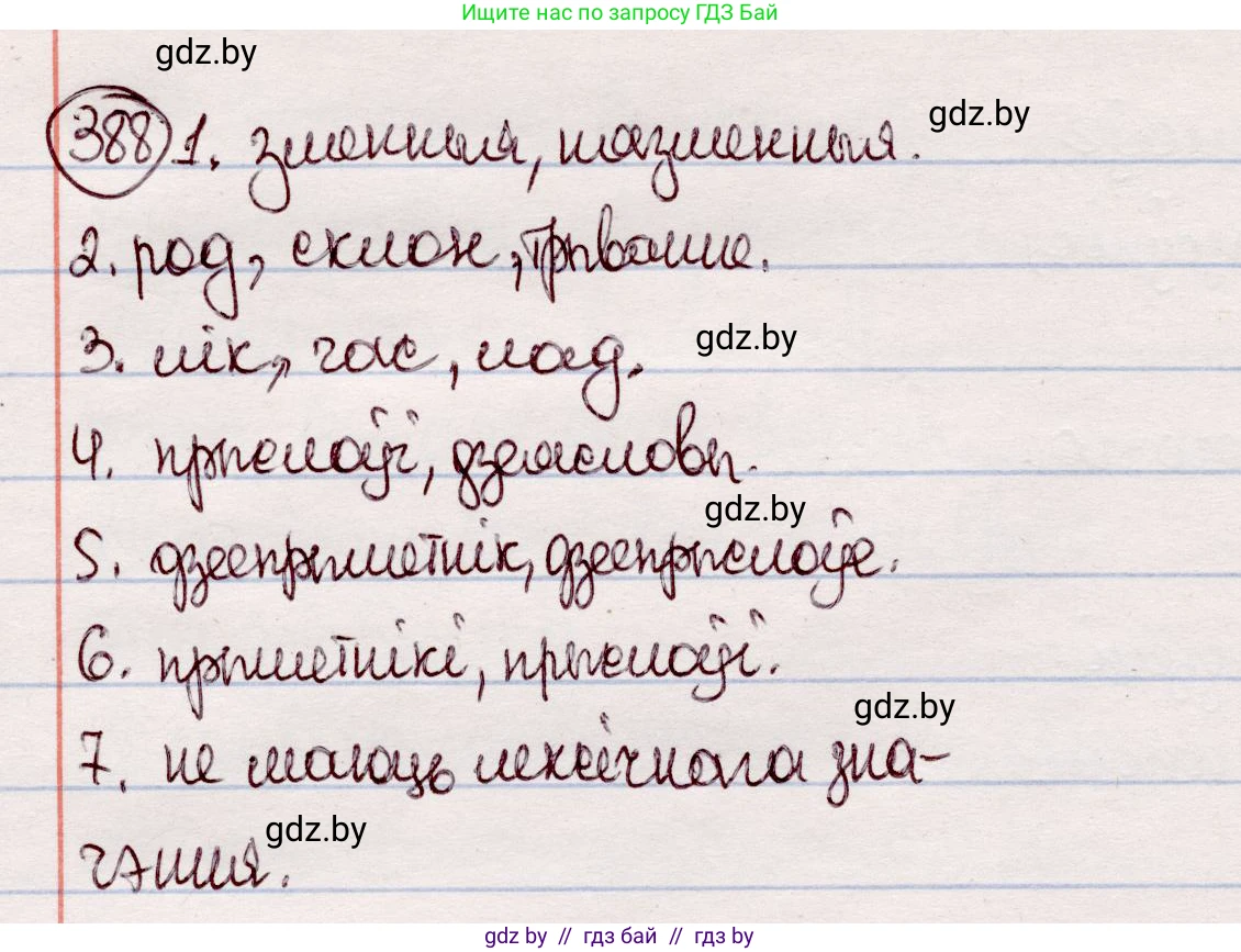 Белорусский язык (Беларуская мова), 7 класс Учебник, авторы: Валочка Ганна Міхайлаўна, Зелянко Вольга Уладзіміраўна, Язерская Святлана Анатольеўна, издательство Нацыянальны інстытут адукацыі, Минск, 2020, страница 226, номер 388, Решение